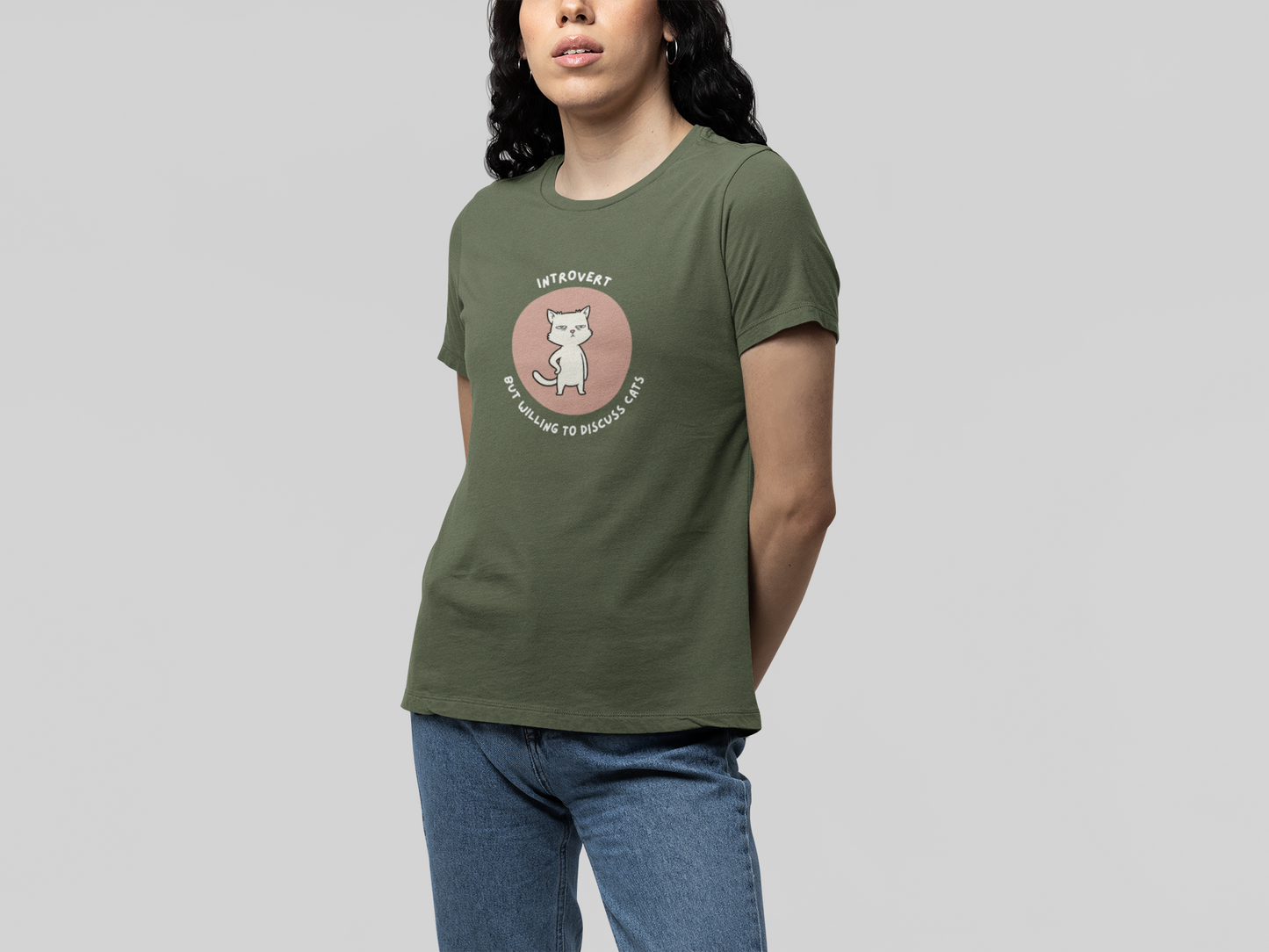 T-Shirt Introvert But Willing to Discuss Cats T-Shirt – Grumpy Cat Graphic Tee