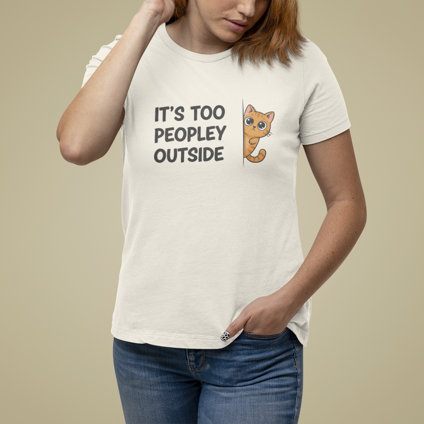 T-Shirt IT'S TOO PEOPLEY OUTSIDE Shirt – Funny Cat Lover Introvert Tee