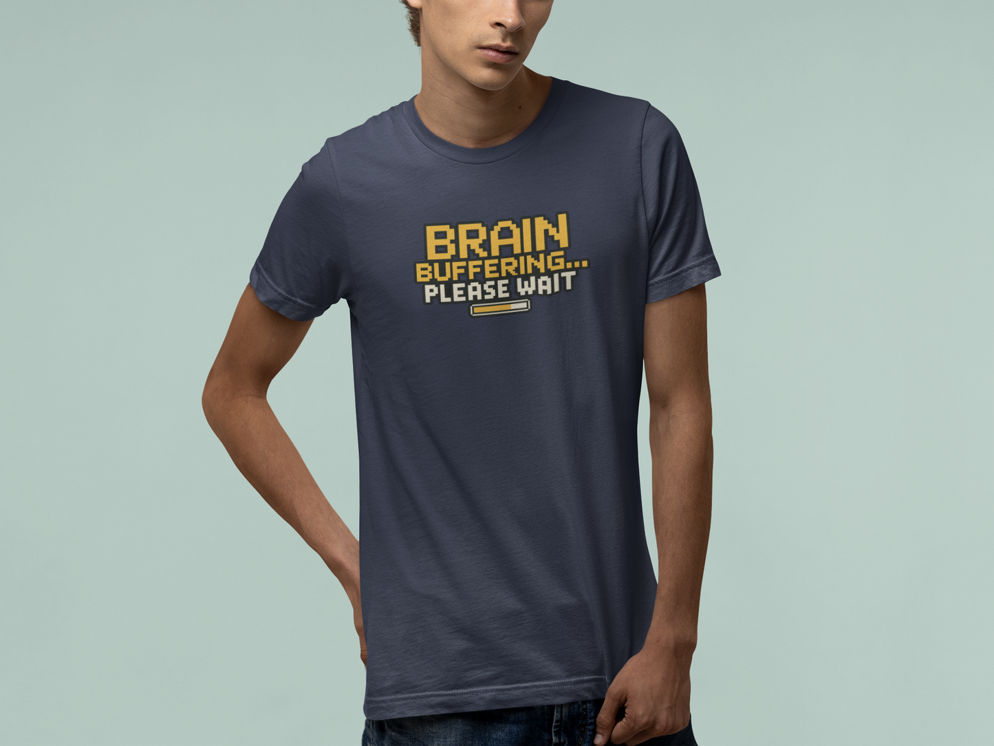T-Shirt BRAIN BUFFERING Retro Pixel ADHD Loading Screen Graphic T-Shirt