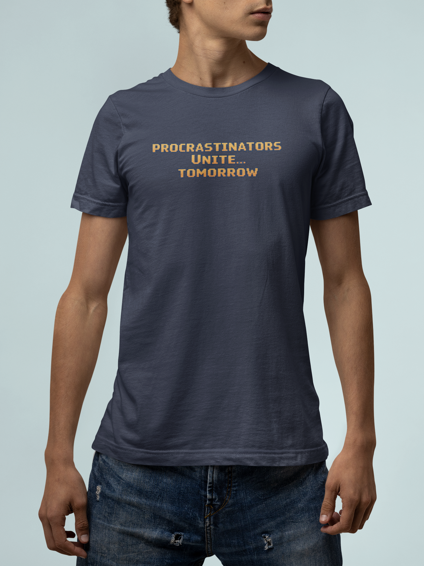 PROCRASTINATORS UNITE... TOMORROW Pixel Retro ADHD Graphic T-Shirt