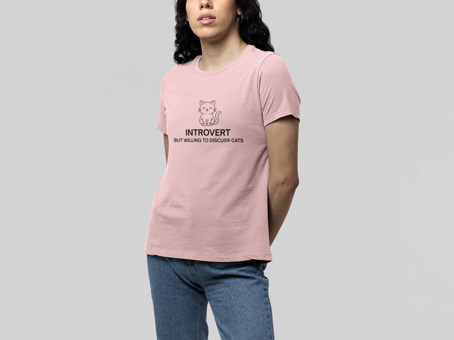 Introvert But Willing to Discuss Cats Shirt – Simple Line Art Cat Tee
