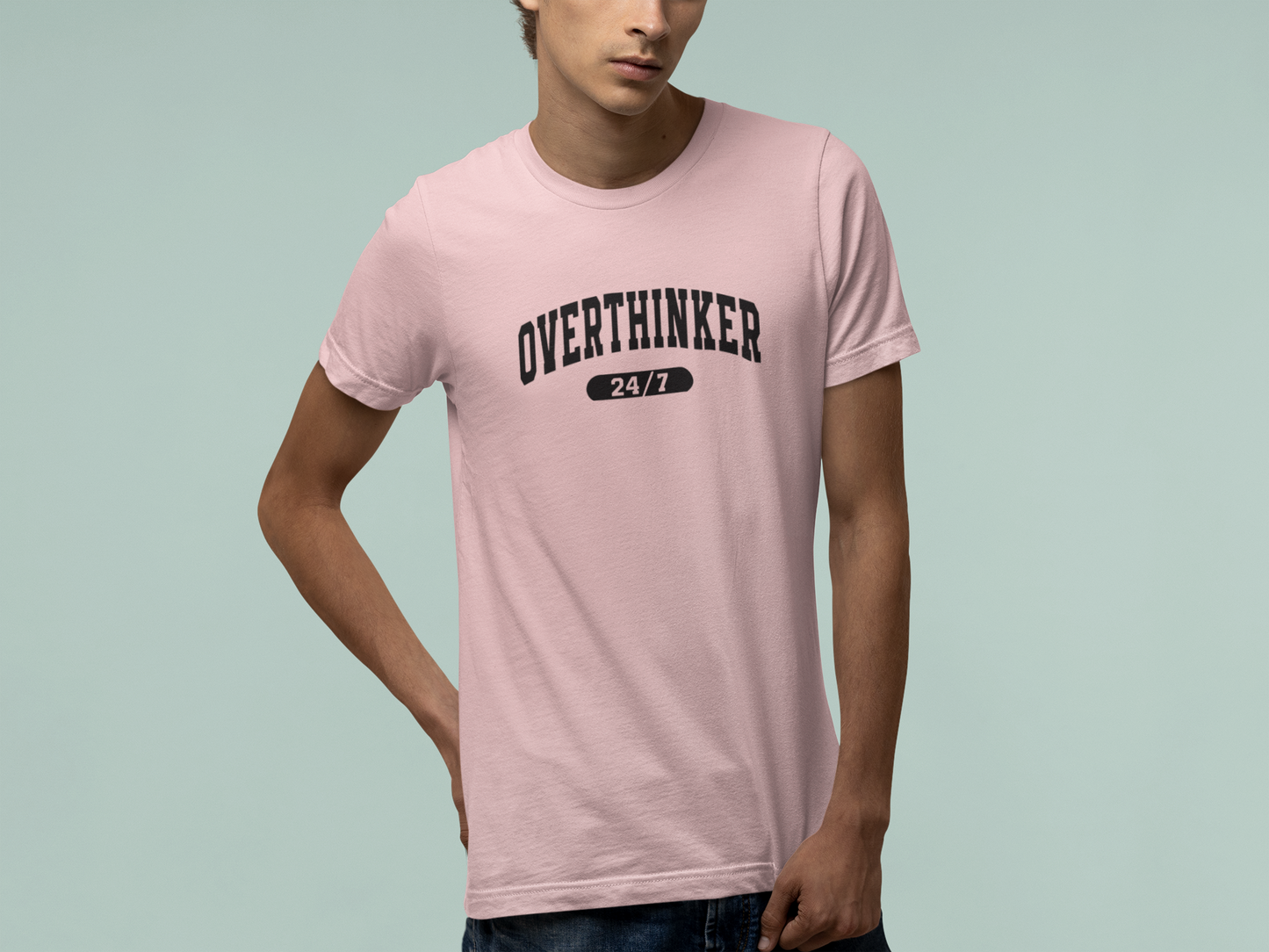 T-Shirt Overthinker 24/7 Shirt – Funny Distressed Collegiate Graphic Tee