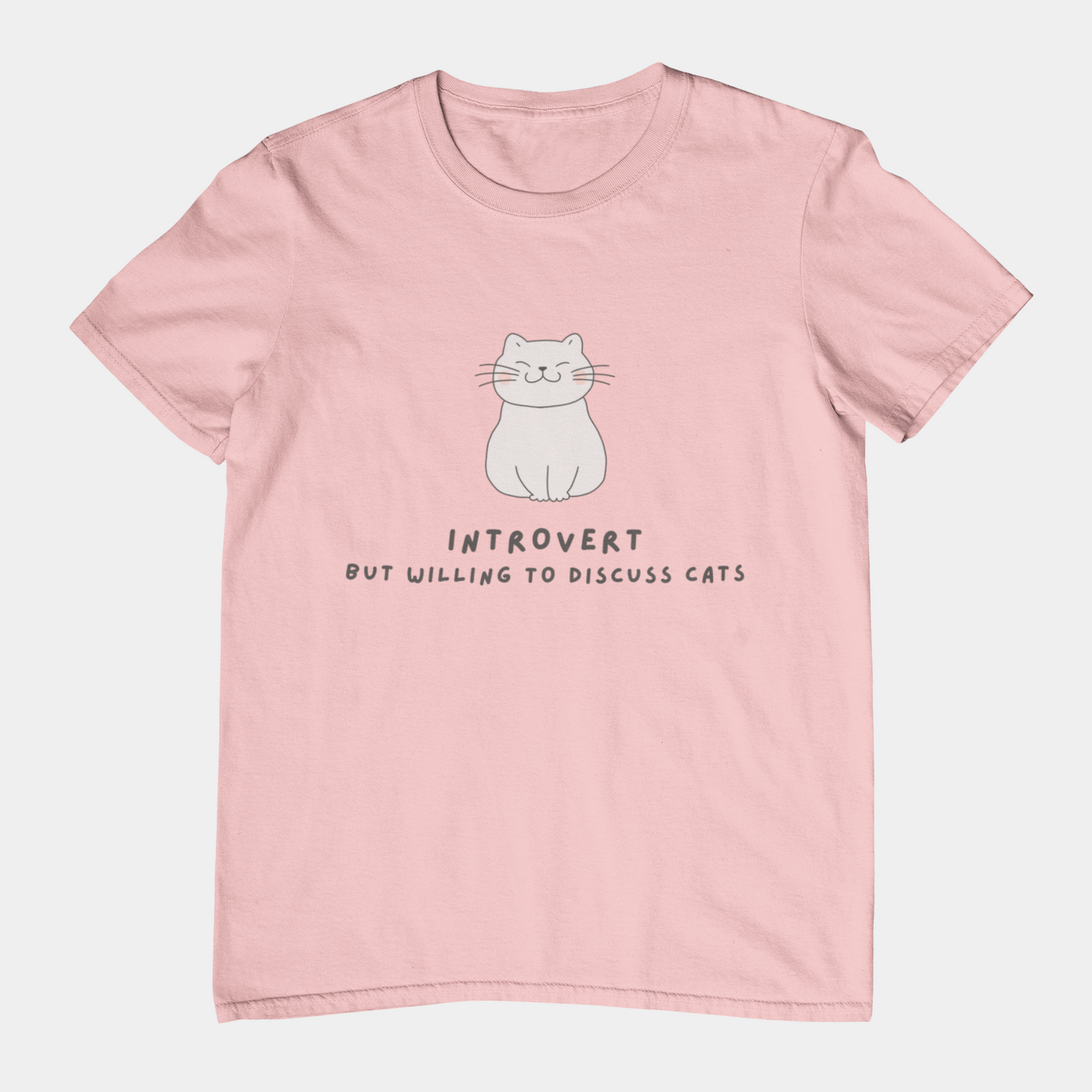T-Shirt Introvert But Willing to Discuss Cats T-Shirt – Cute Kawaii Cat Tee