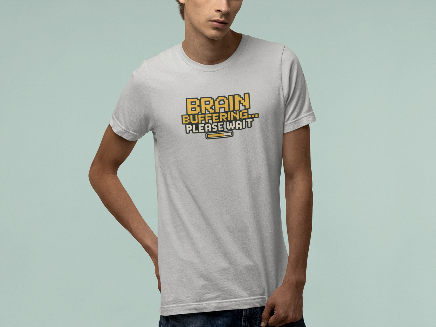 T-Shirt BRAIN BUFFERING Retro Pixel ADHD Loading Screen Graphic T-Shirt