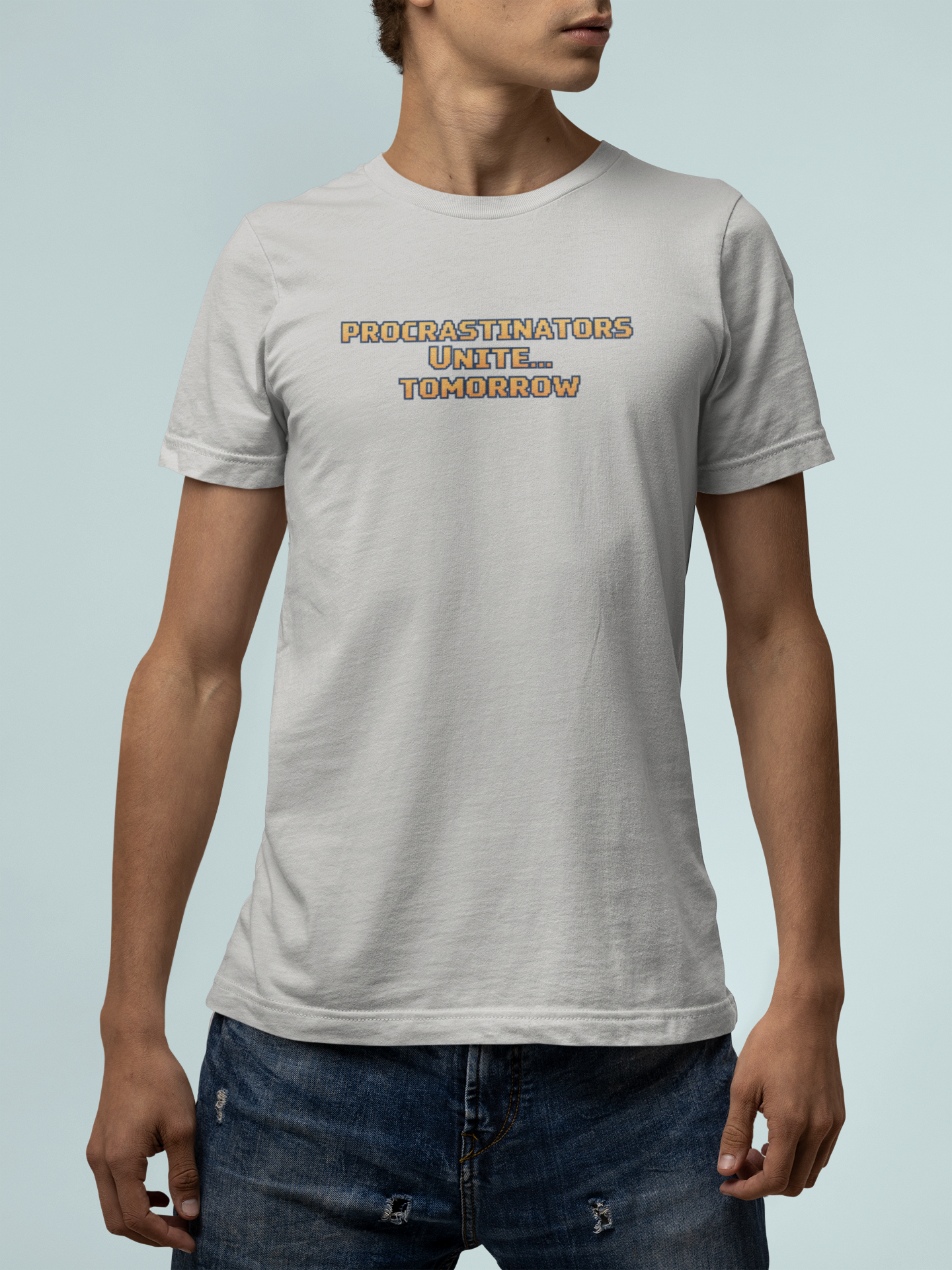 PROCRASTINATORS UNITE... TOMORROW Pixel Retro ADHD Graphic T-Shirt