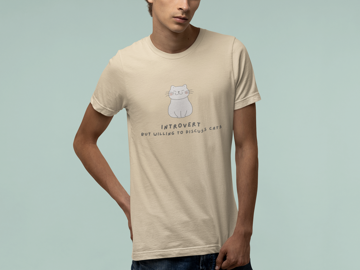 T-Shirt Introvert But Willing to Discuss Cats T-Shirt – Cute Kawaii Cat Tee