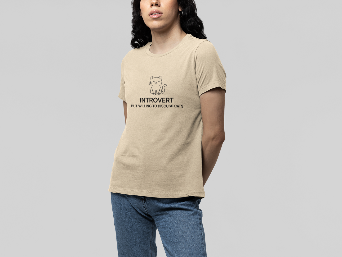 Introvert But Willing to Discuss Cats Shirt – Simple Line Art Cat Tee