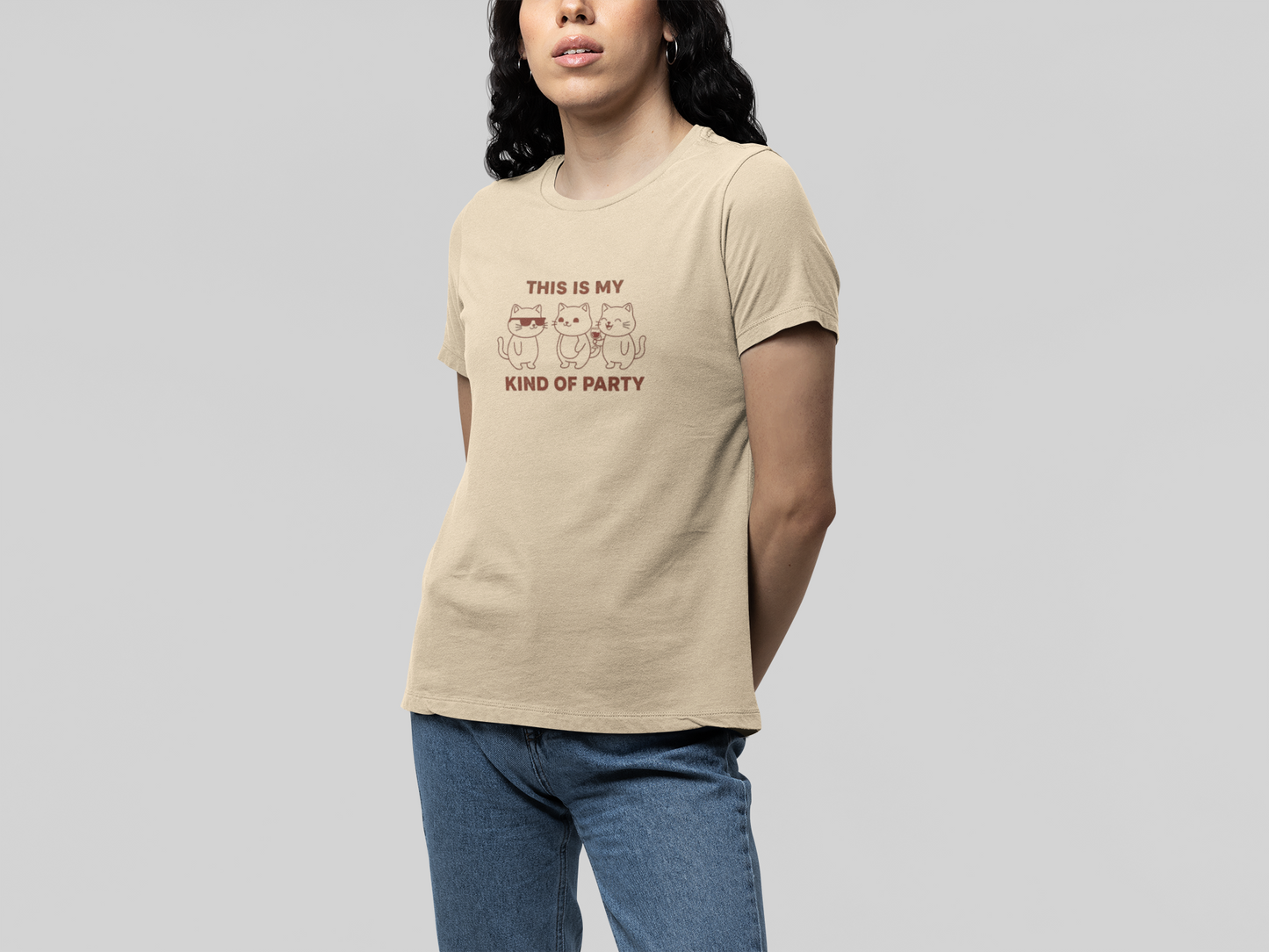 T-Shirt This Is My Kind of Party Cat Shirt – Funny Cartoon Wine T-Shirt