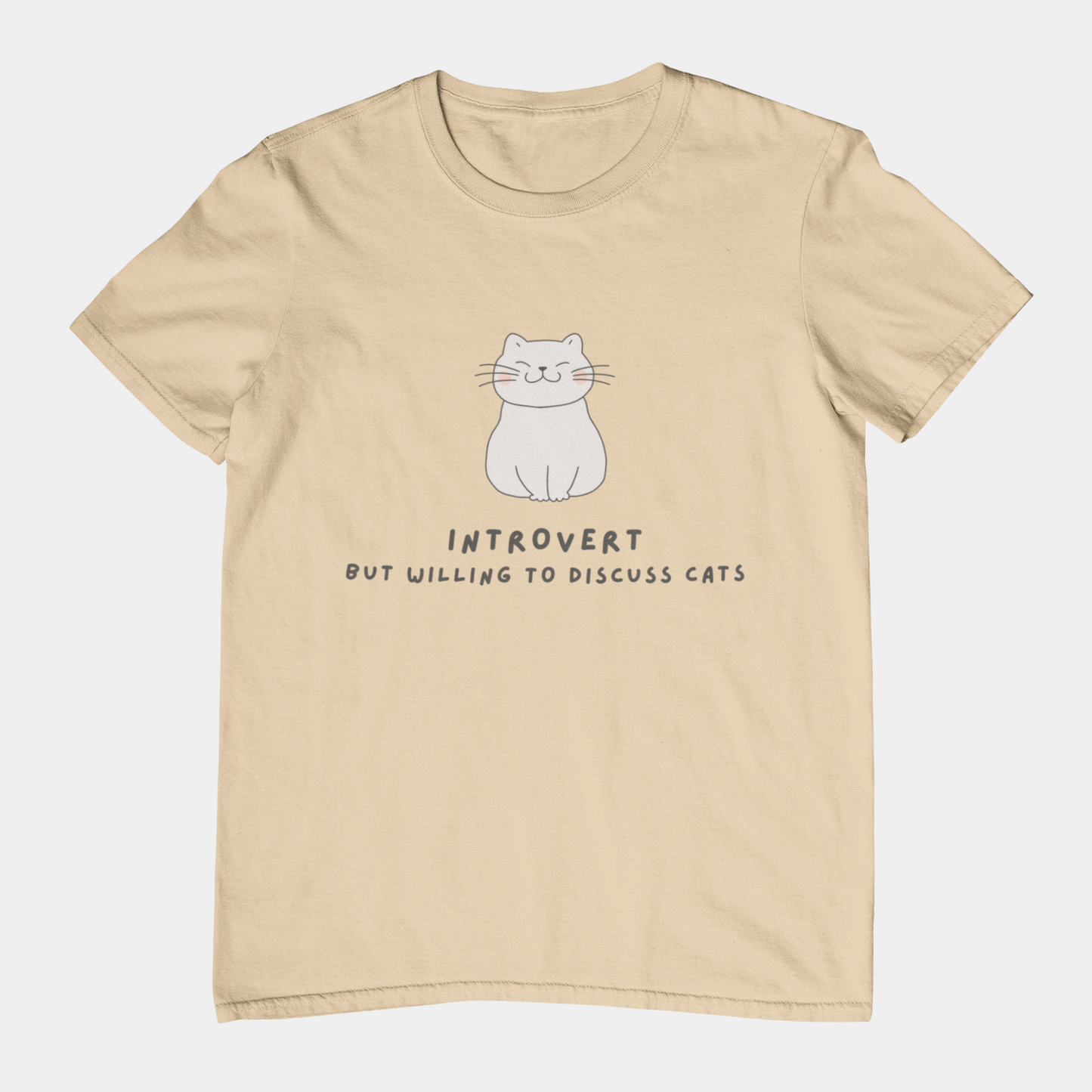 T-Shirt Introvert But Willing to Discuss Cats T-Shirt – Cute Kawaii Cat Tee