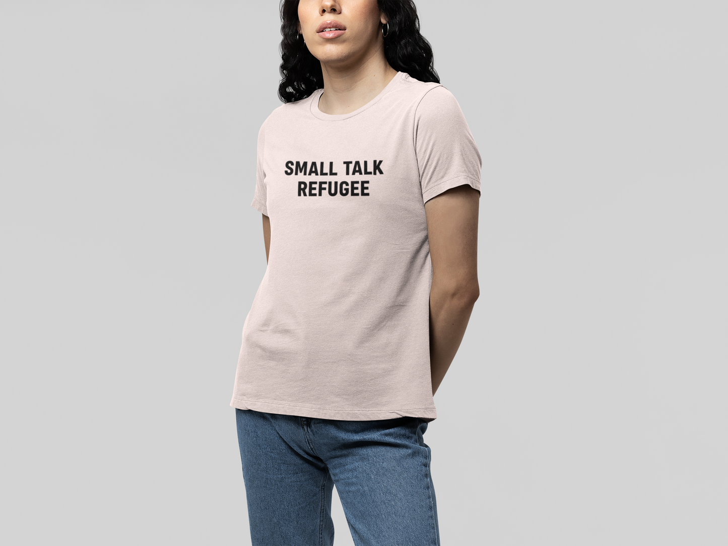 T-Shirt SMALL TALK REFUGEE Shirt – Funny Introvert Minimalist Graphic Tee