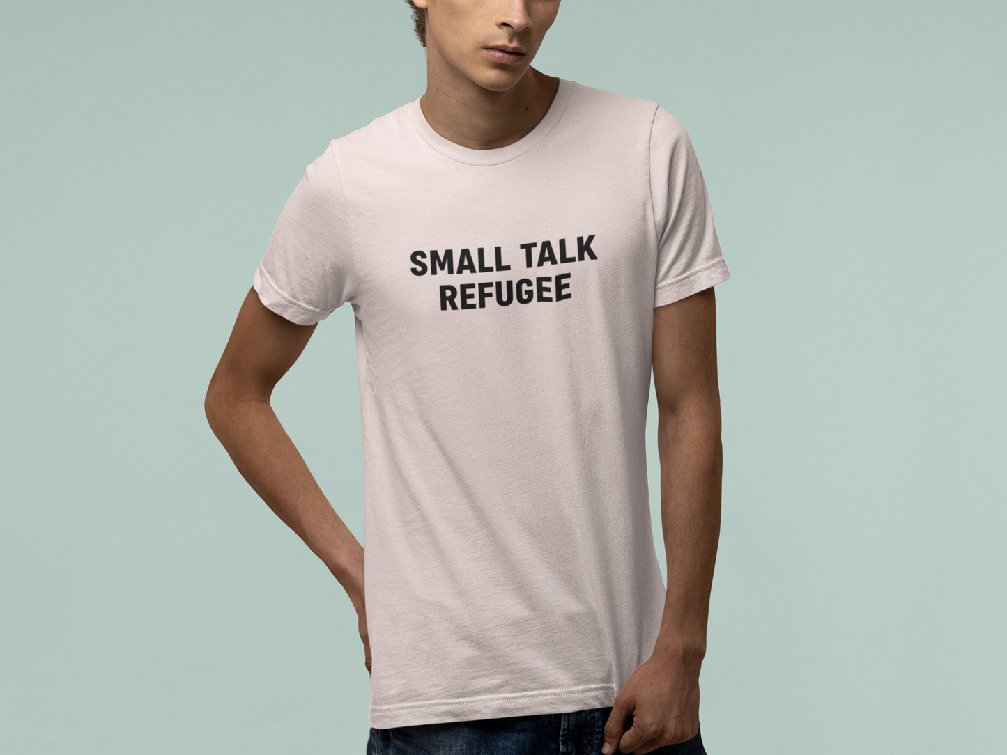 T-Shirt SMALL TALK REFUGEE Shirt – Funny Introvert Minimalist Graphic Tee
