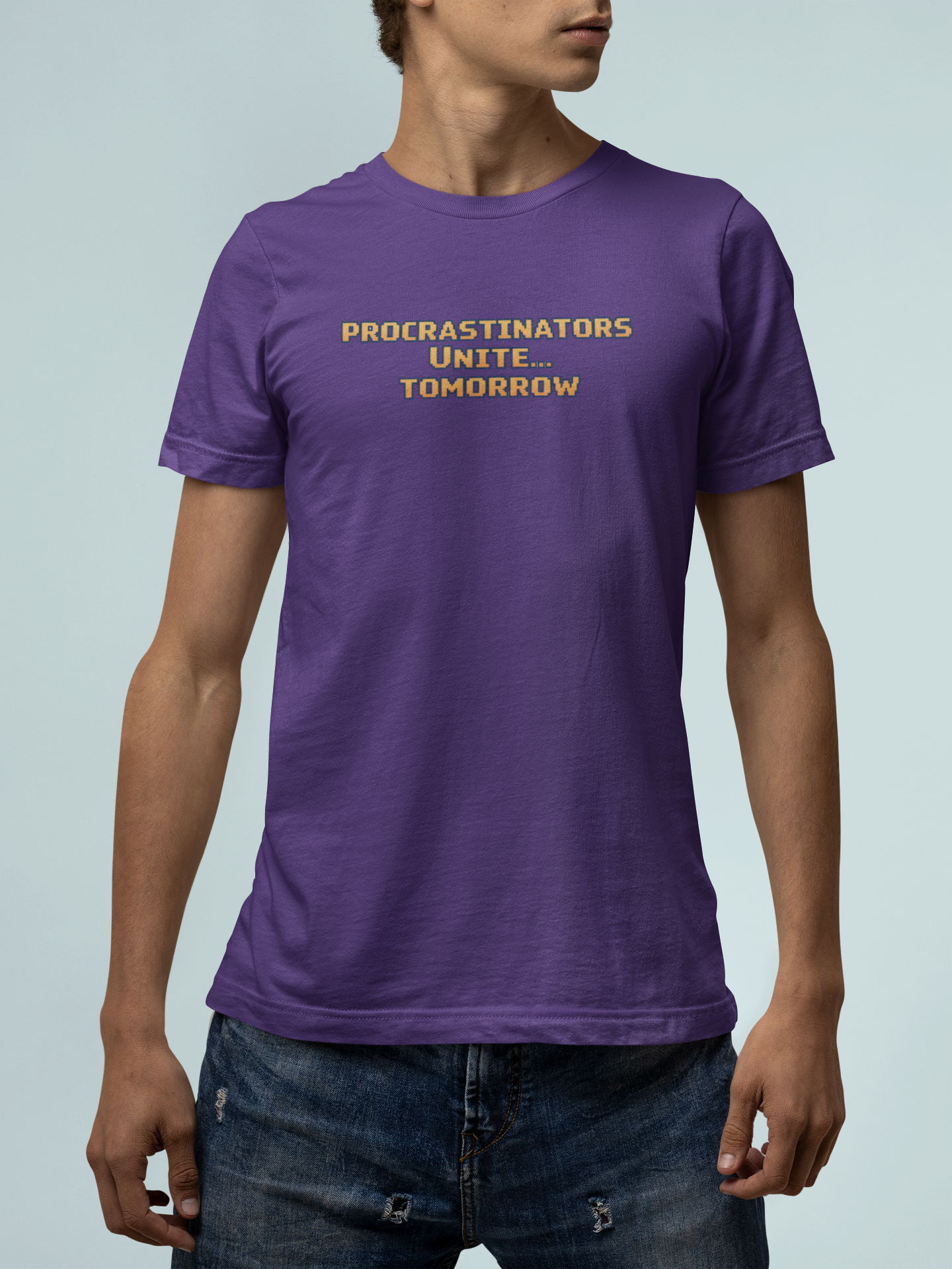 PROCRASTINATORS UNITE... TOMORROW Pixel Retro ADHD Graphic T-Shirt