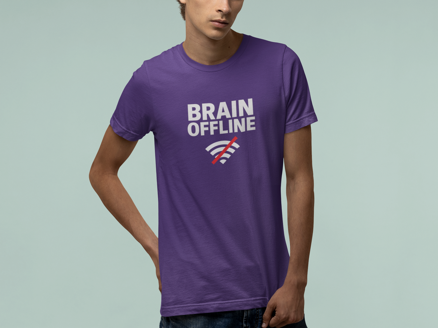 T-Shirt BRAIN OFFLINE T-Shirt – Funny Minimalist Graphic Tee for Adults