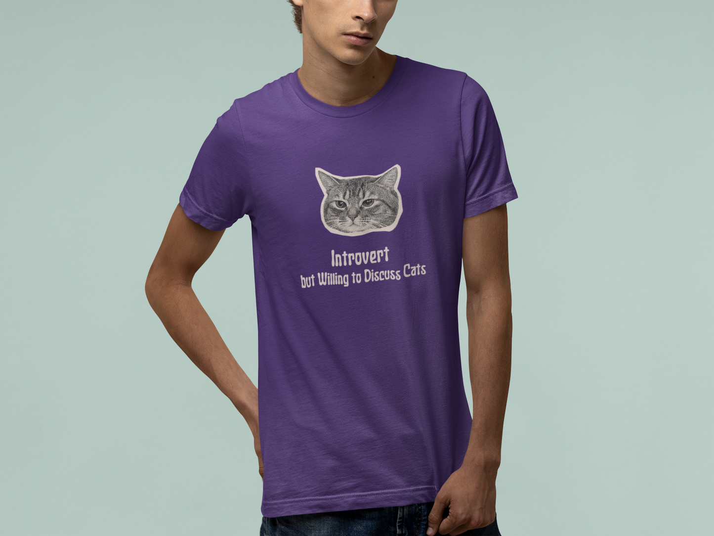 T-Shirt Introvert But Willing to Discuss Cats T-Shirt – Vintage Cat Humor Tee