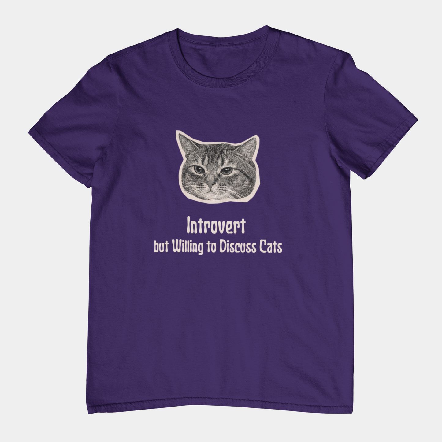 T-Shirt Introvert But Willing to Discuss Cats T-Shirt – Vintage Cat Humor Tee
