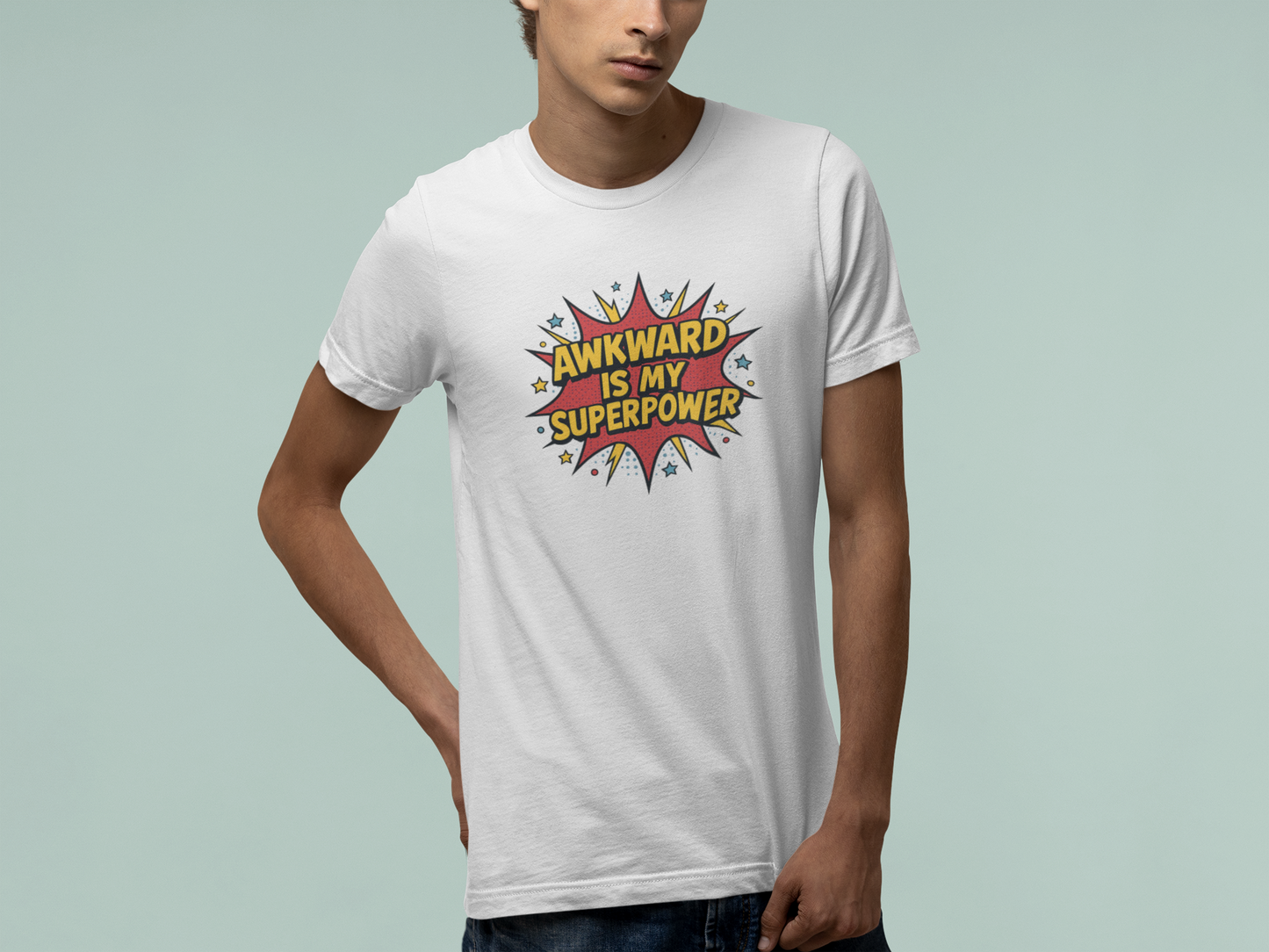 T-Shirt AWKWARD IS MY SUPERPOWER Comic Pop Art Introvert Graphic T-Shirt