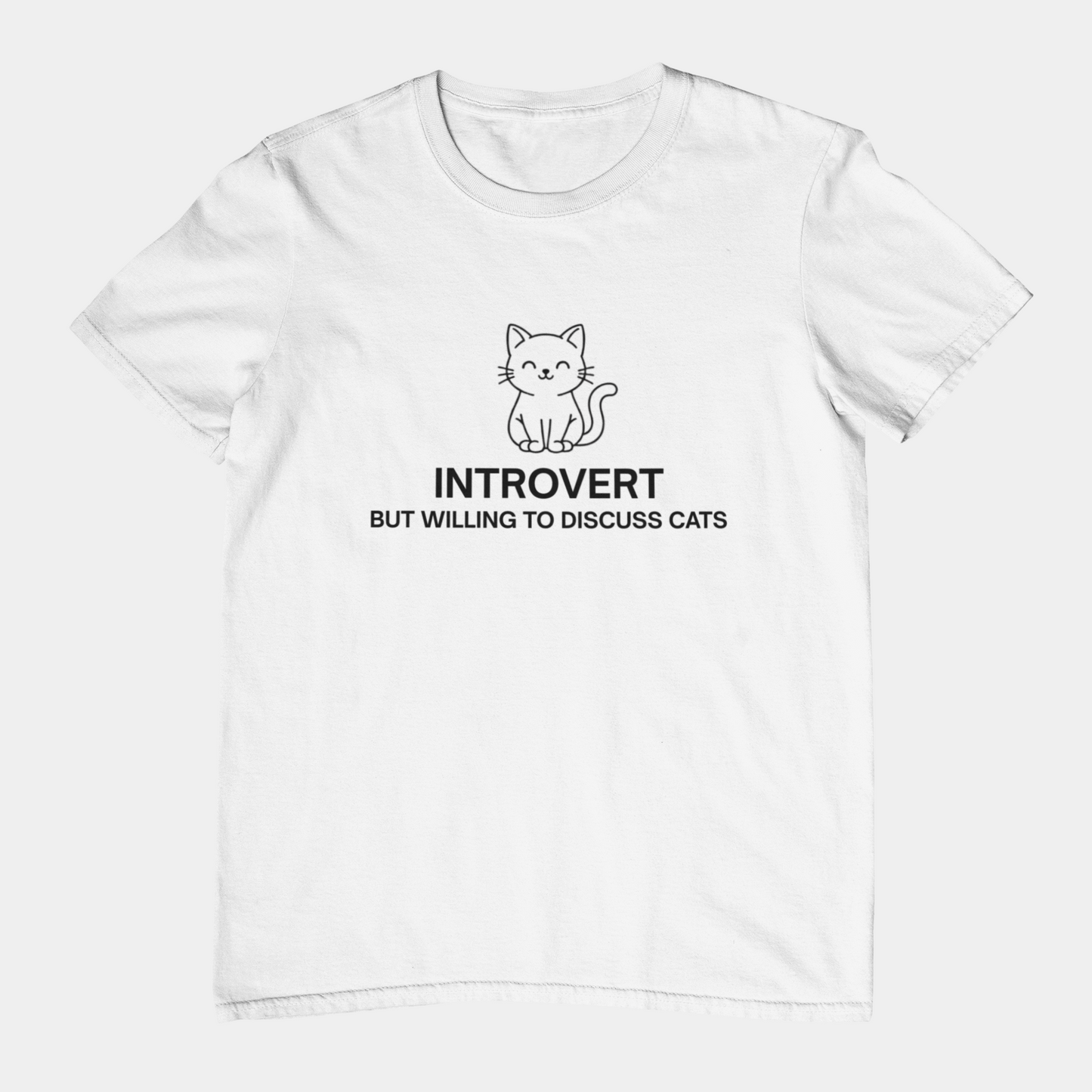 Introvert But Willing to Discuss Cats Shirt – Simple Line Art Cat Tee