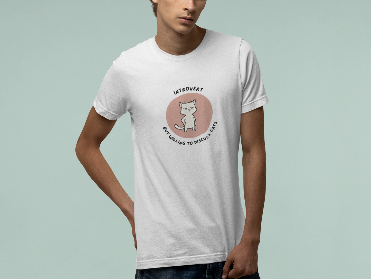 T-Shirt Introvert But Willing to Discuss Cats T-Shirt – Grumpy Cat Graphic Tee