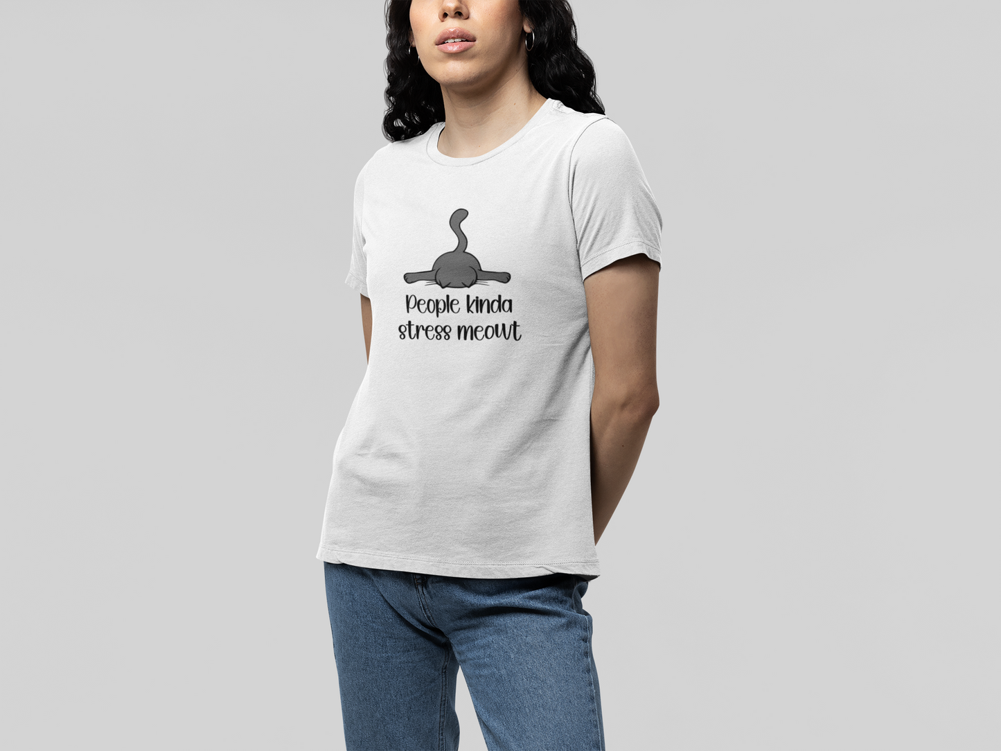 T-Shirt People Kinda Stress Meowt Shirt – Funny Cat Pun Graphic Tee