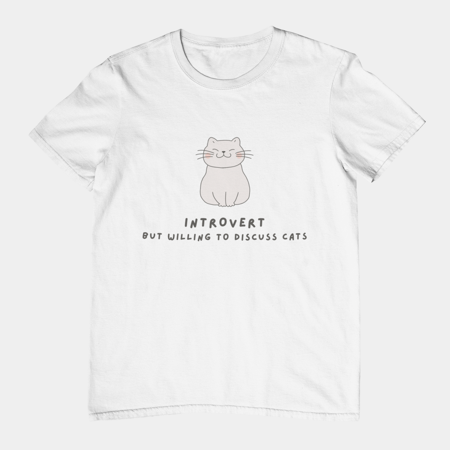 T-Shirt Introvert But Willing to Discuss Cats T-Shirt – Cute Kawaii Cat Tee