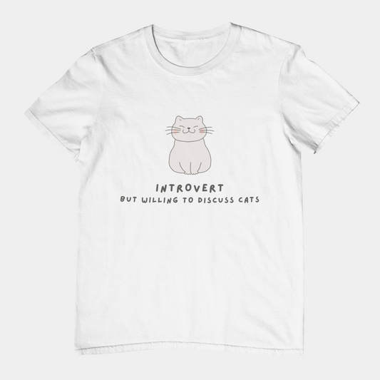T-Shirt Introvert But Willing to Discuss Cats T-Shirt – Cute Kawaii Cat Tee