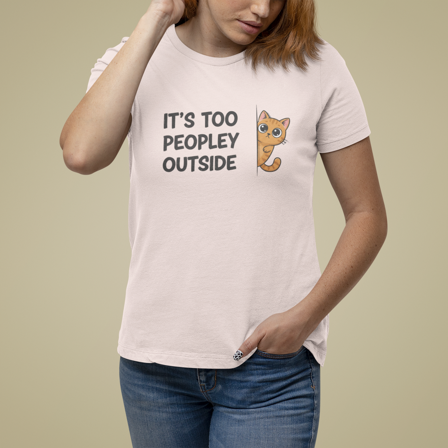 T-Shirt IT'S TOO PEOPLEY OUTSIDE Shirt – Funny Cat Lover Introvert Tee