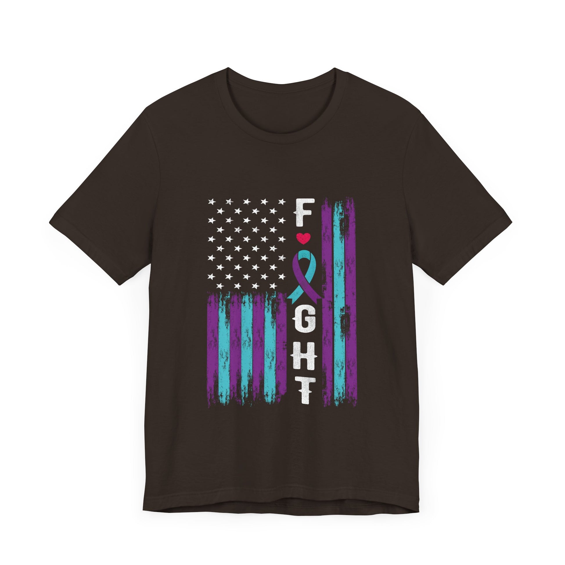 Fight – Brown American Flag Suicide Awareness Shirt for Men & Women