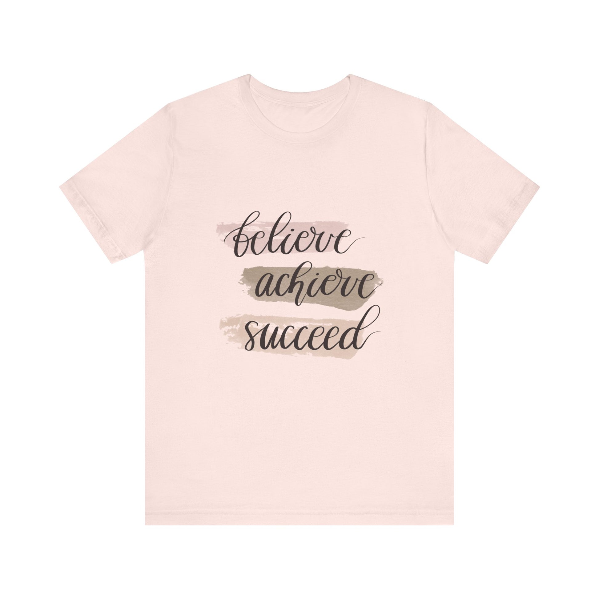 Soft Pink Inspirational T Shirts – Believe Achieve Succeed Tee for Women
