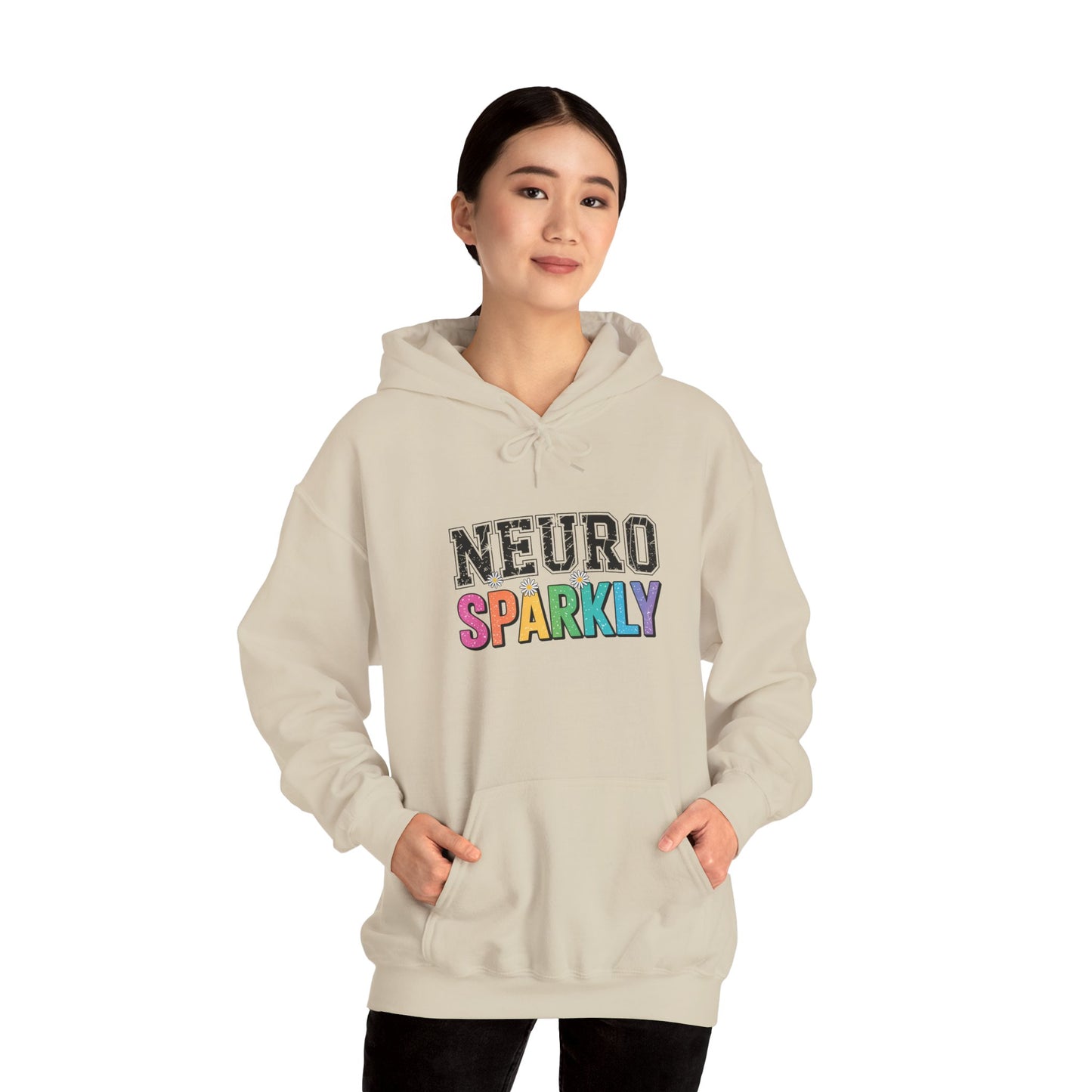 NEURO SPARKLY Autism Hoodie – Bold Varsity Floral Graphic Hoodie
