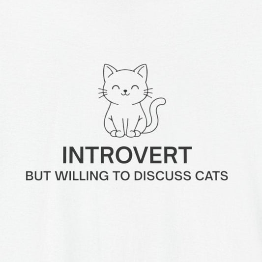 Introvert But Willing to Discuss Cats Shirt – Simple Line Art Cat Tee