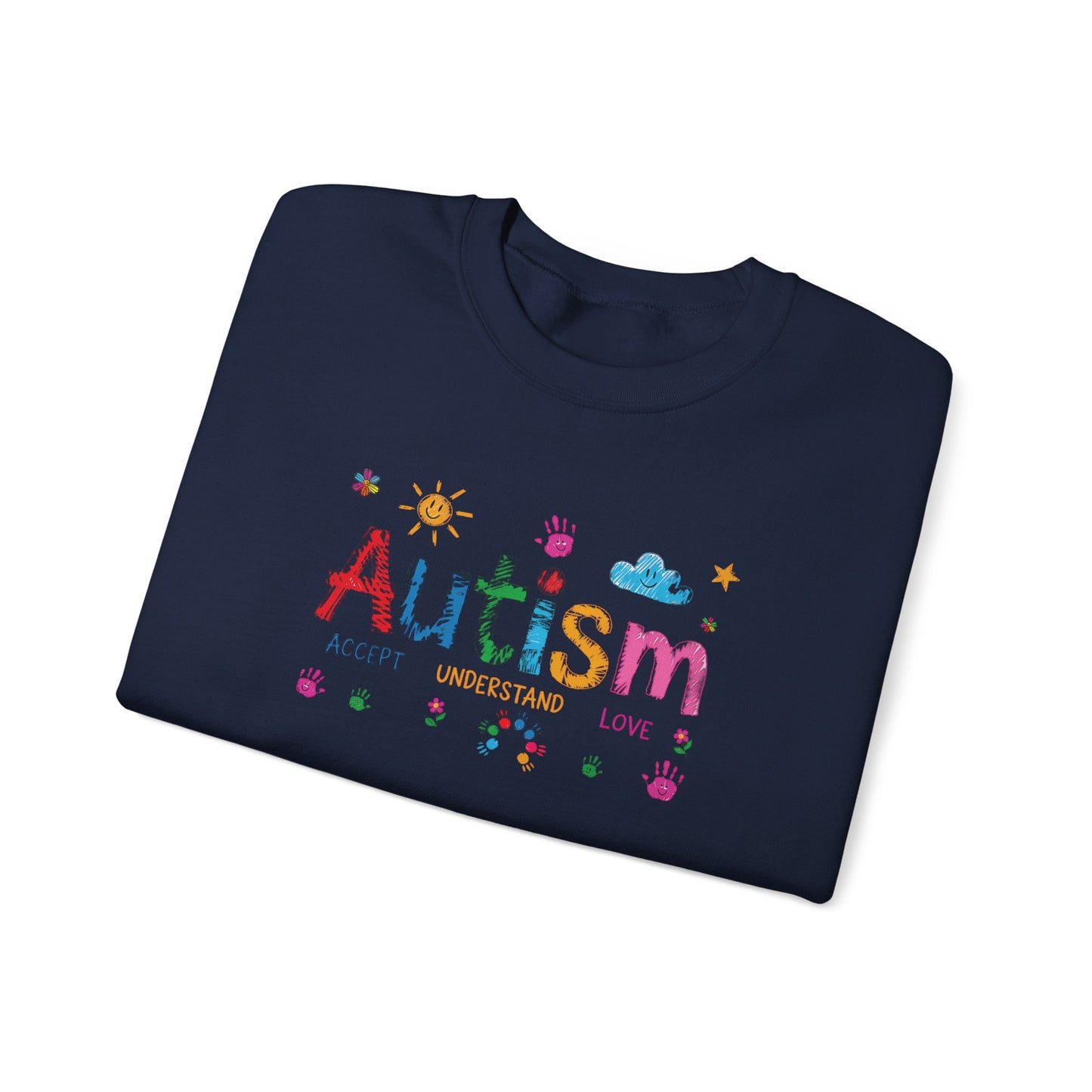 Sweatshirt Accept Understand Love Autism Sweatshirt with Playful Design