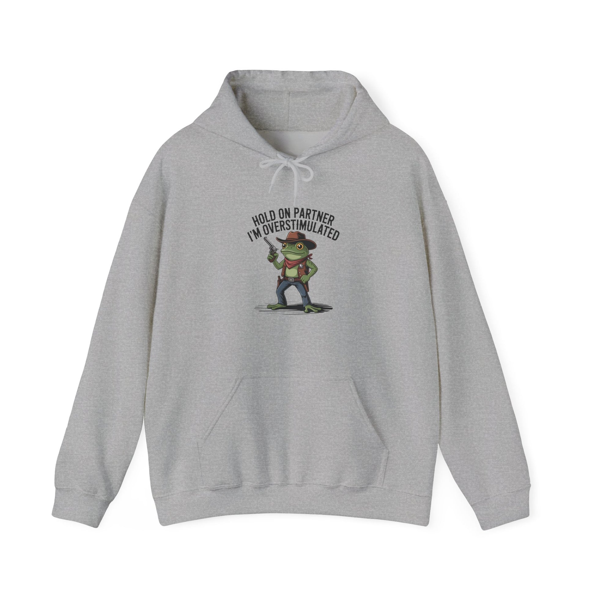 Hoodie Hold On Partner I’m Overstimulated Hoodie – Funny ADHD Frog Hoodie