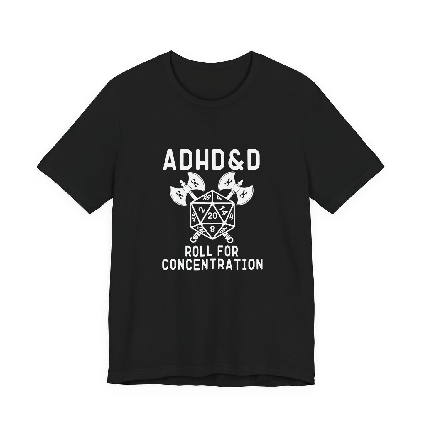 T-Shirt ADHD&D T-Shirt – Funny ADHD Gaming Shirt with Dice and Axes