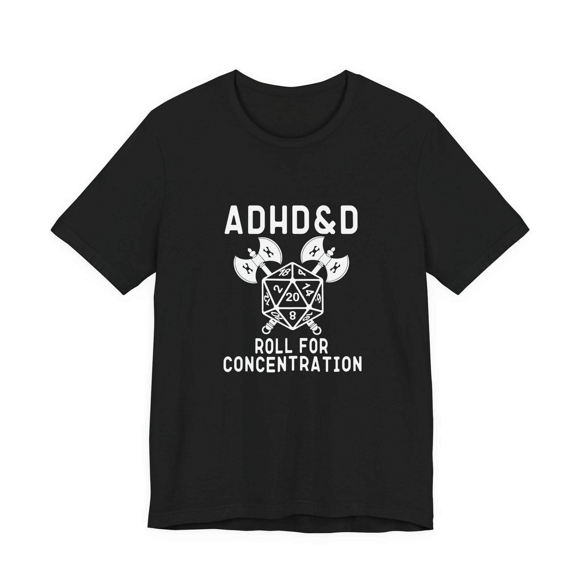 T-Shirt ADHD&D T-Shirt – Funny ADHD Gaming Shirt with Dice and Axes