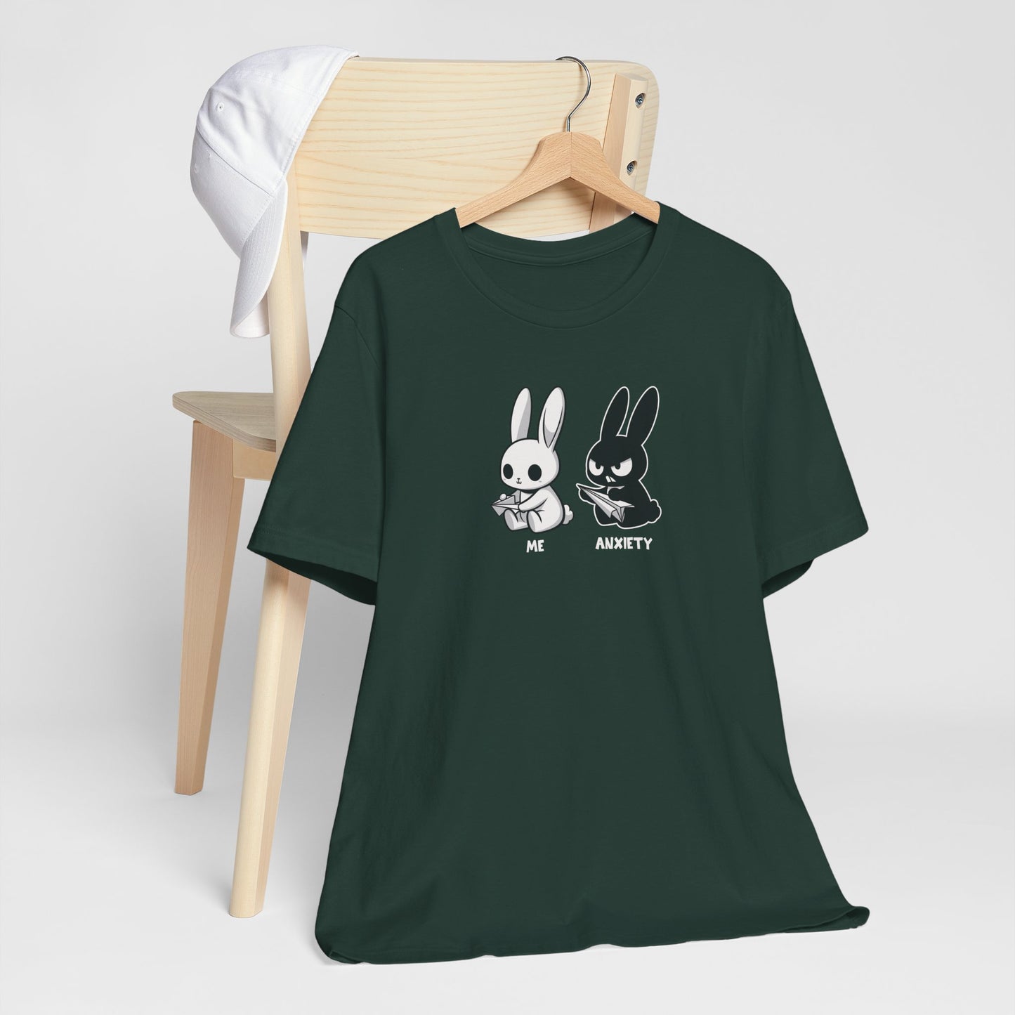 T-Shirt ME vs ANXIETY Rabbit Shirt – Funny Anxiety Shirt for Animal Lovers