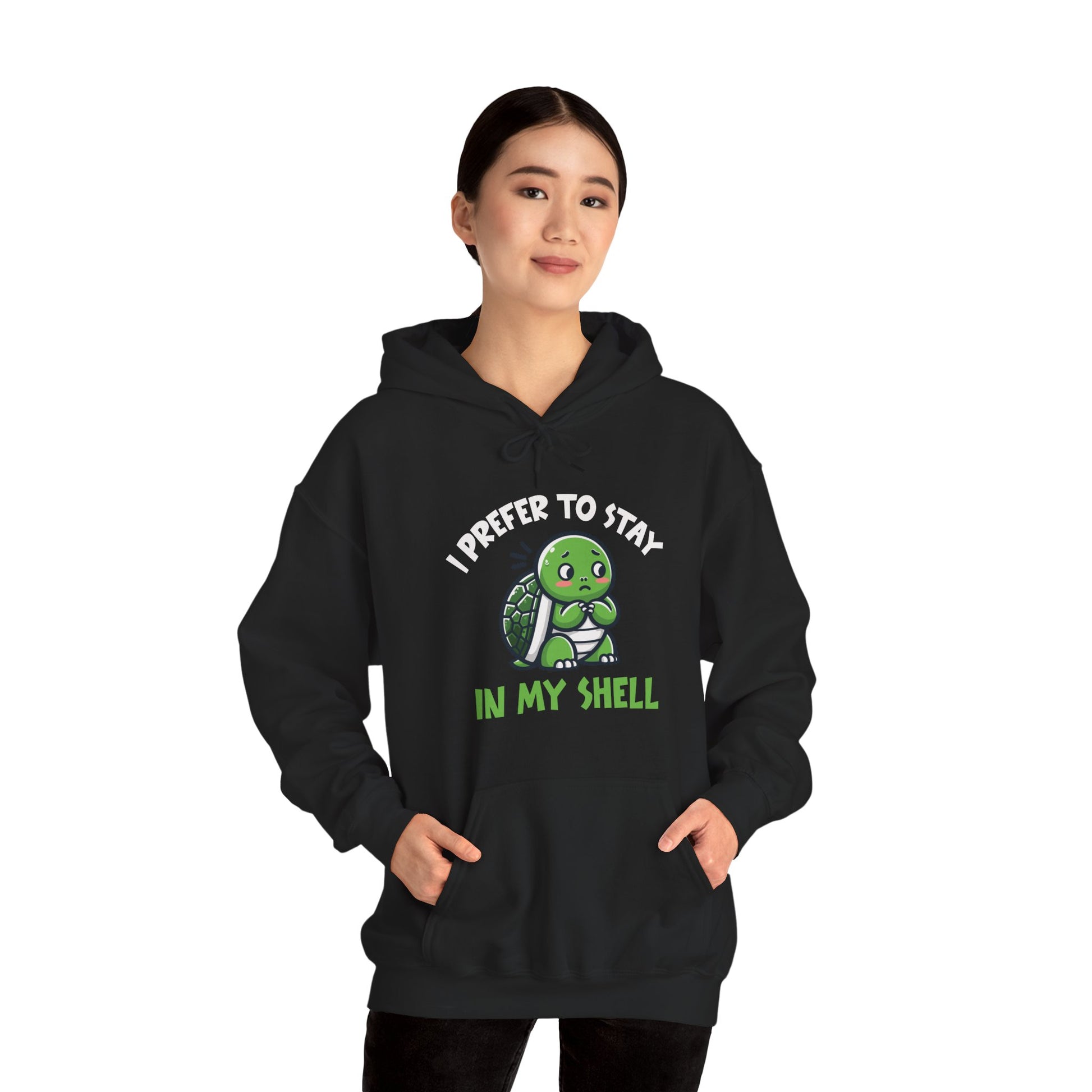 Hoodie I Prefer to Stay in My Shell Hoodie with Cute Anxious Turtle