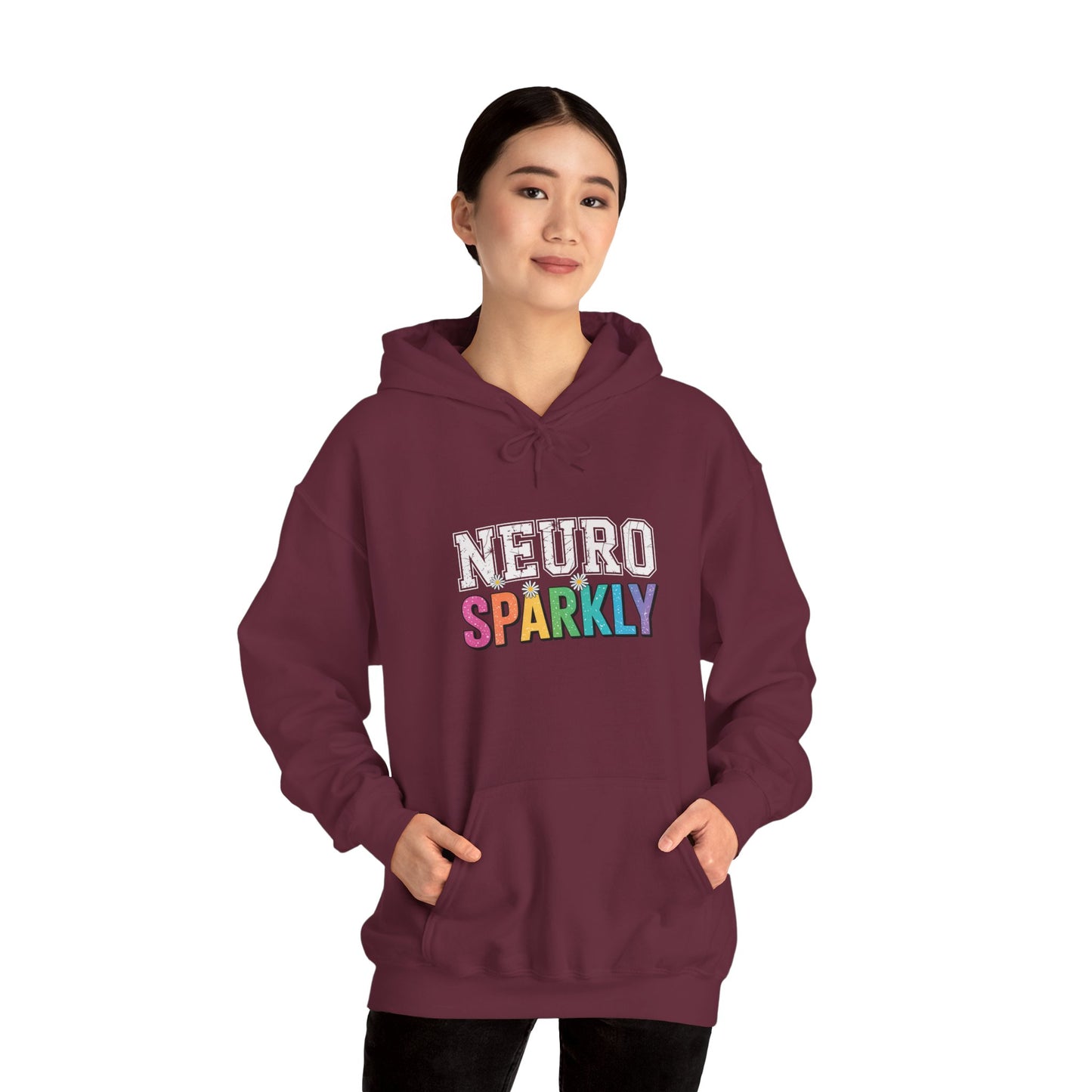 NEURO SPARKLY Autism Hoodie – Bold Varsity Floral Graphic Hoodie