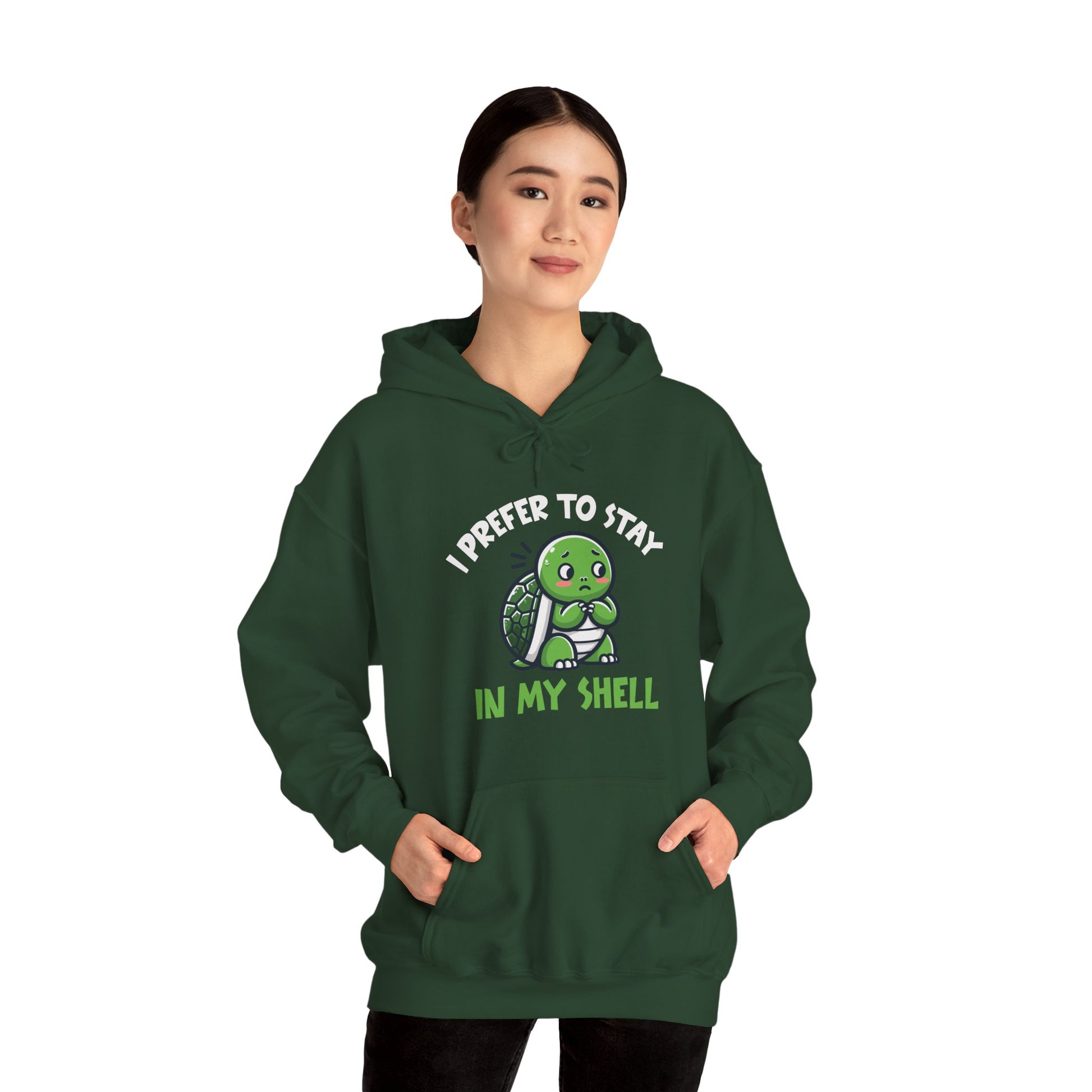 Hoodie I Prefer to Stay in My Shell Hoodie with Cute Anxious Turtle