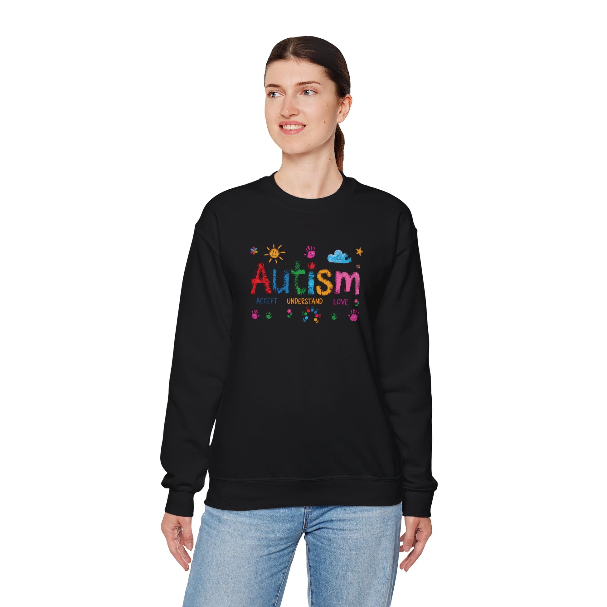 Sweatshirt Accept Understand Love Autism Sweatshirt with Playful Design