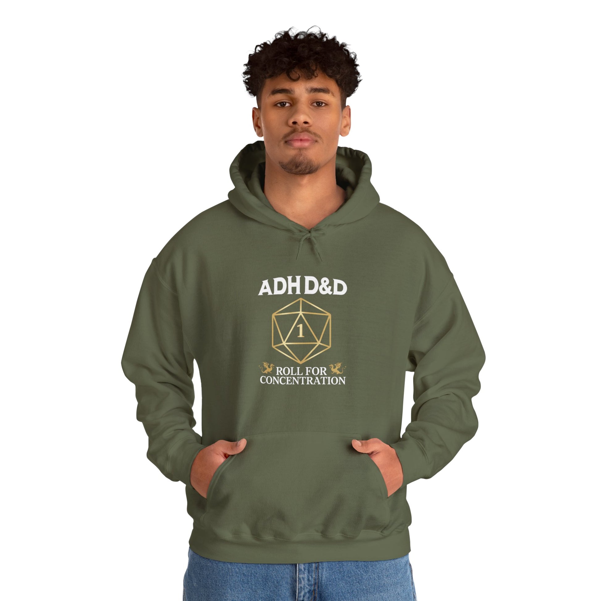 Hoodie ADHD&D Roll for Concentration Hoodie – Funny ADHD Graphic Hoodie