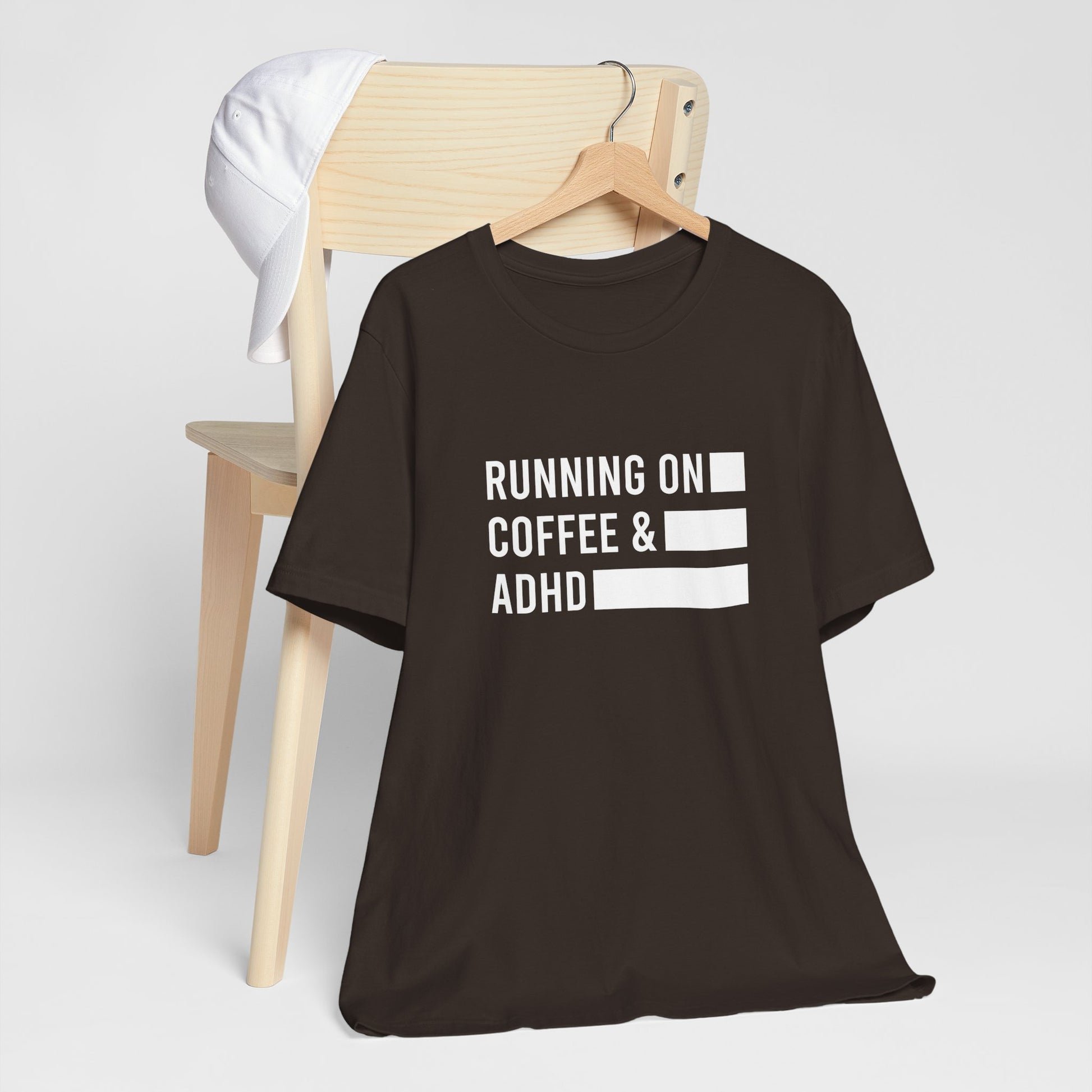 T-Shirt RUNNING ON COFFEE & ADHD – Funny ADHD T-Shirt for Adults