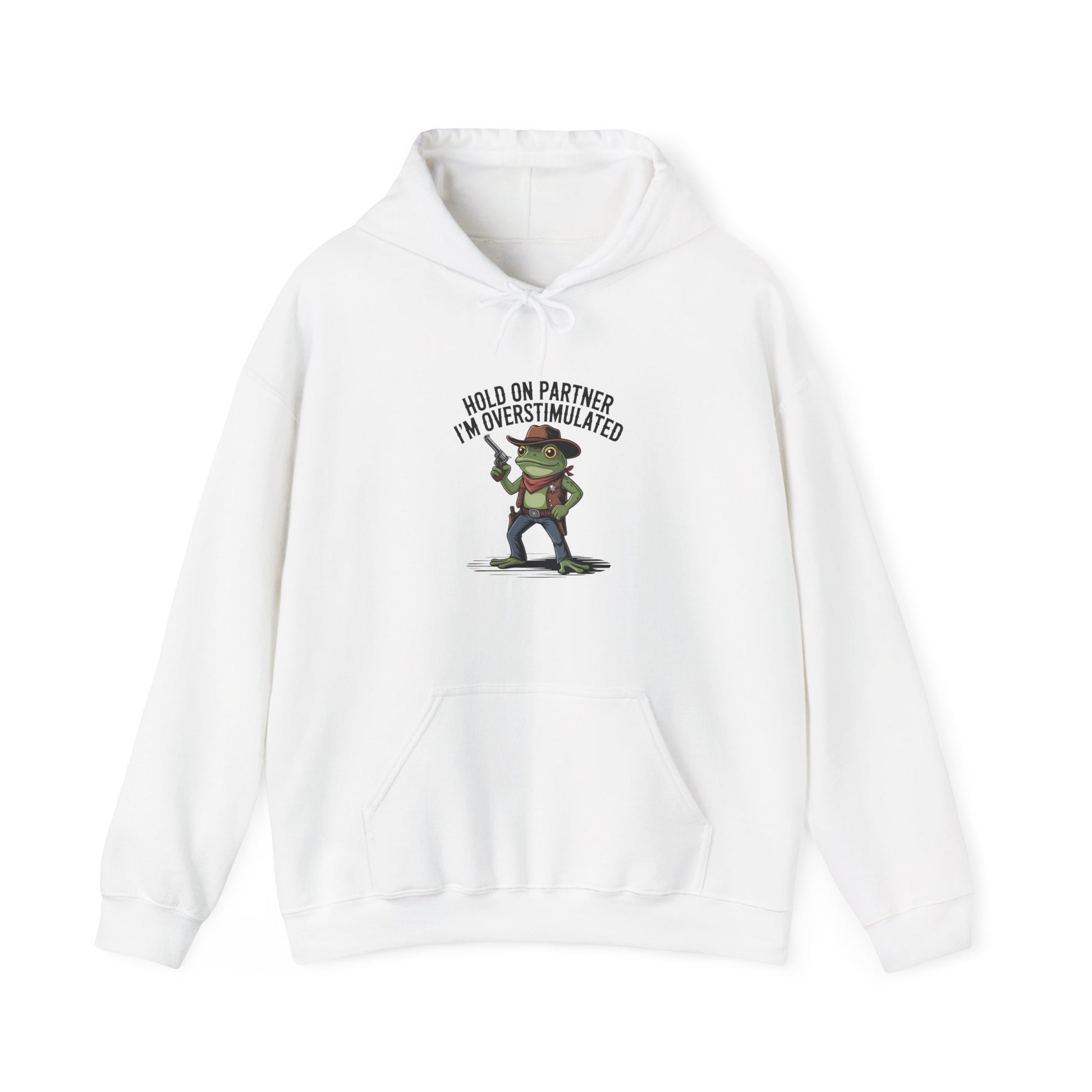 Hoodie Hold On Partner I’m Overstimulated Hoodie – Funny ADHD Frog Hoodie