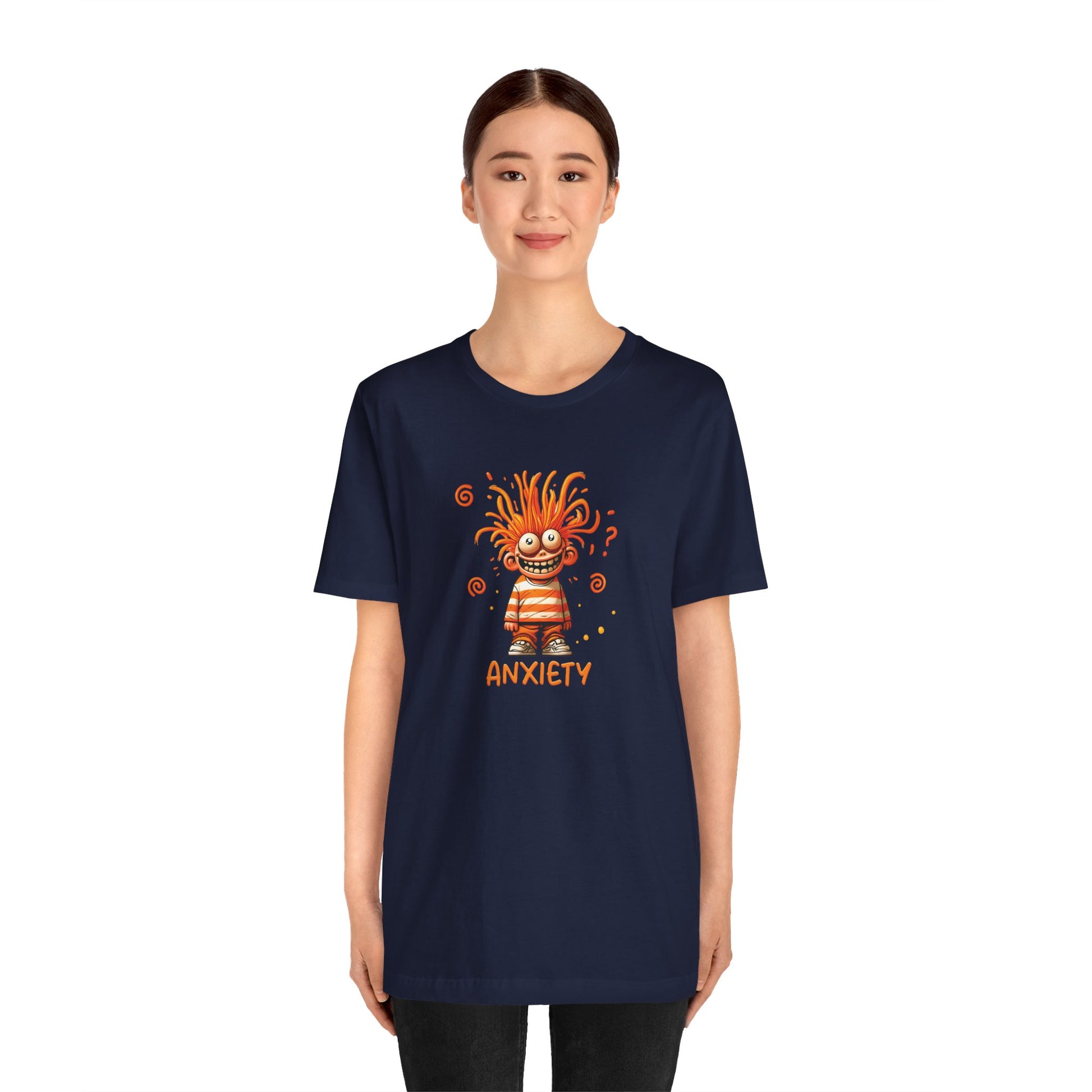 T-Shirt ANXIETY Cartoon Funny Anxiety Shirt — Mental Health Graphic Tee