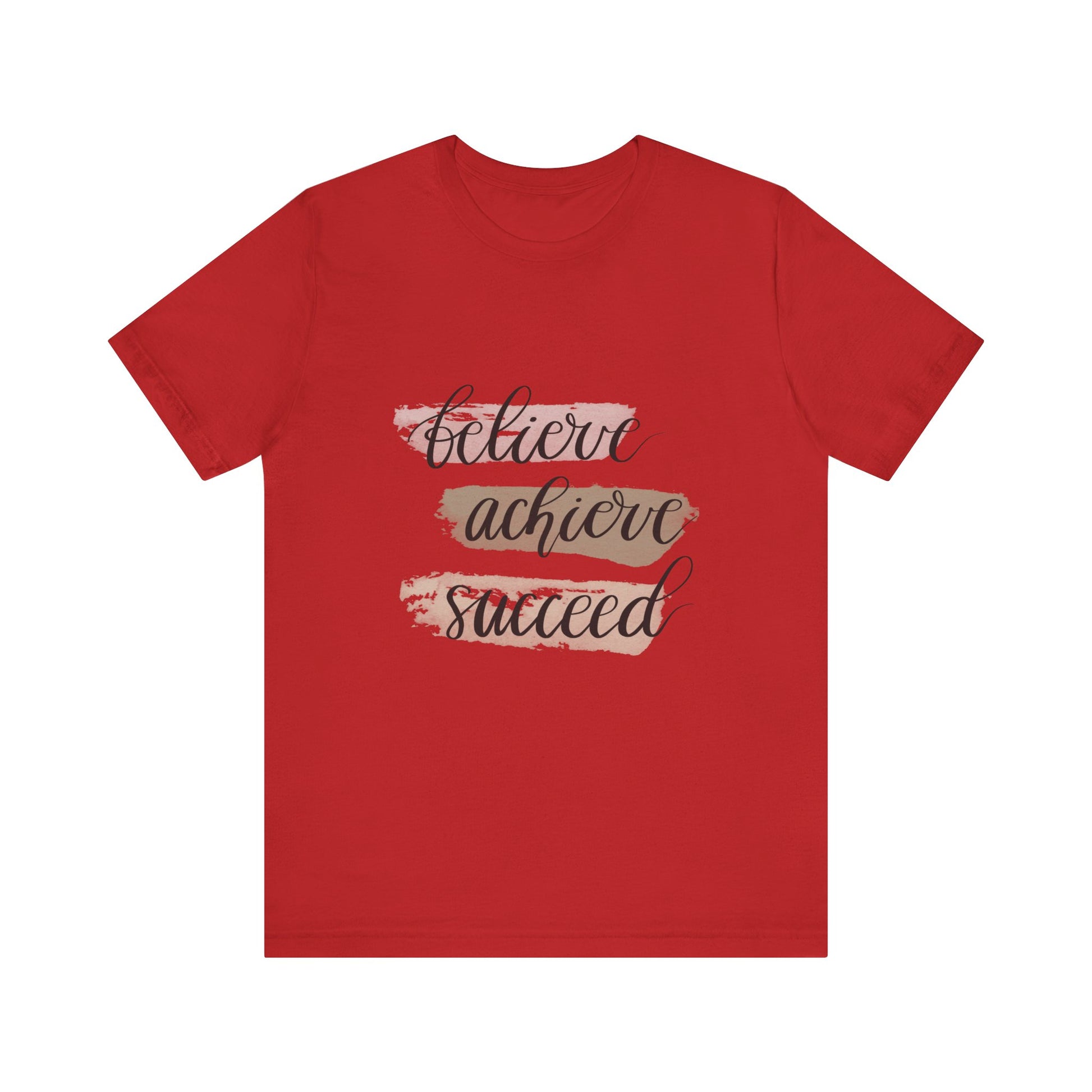 Red Inspirational T Shirts – Believe Achieve Succeed Tee for Women