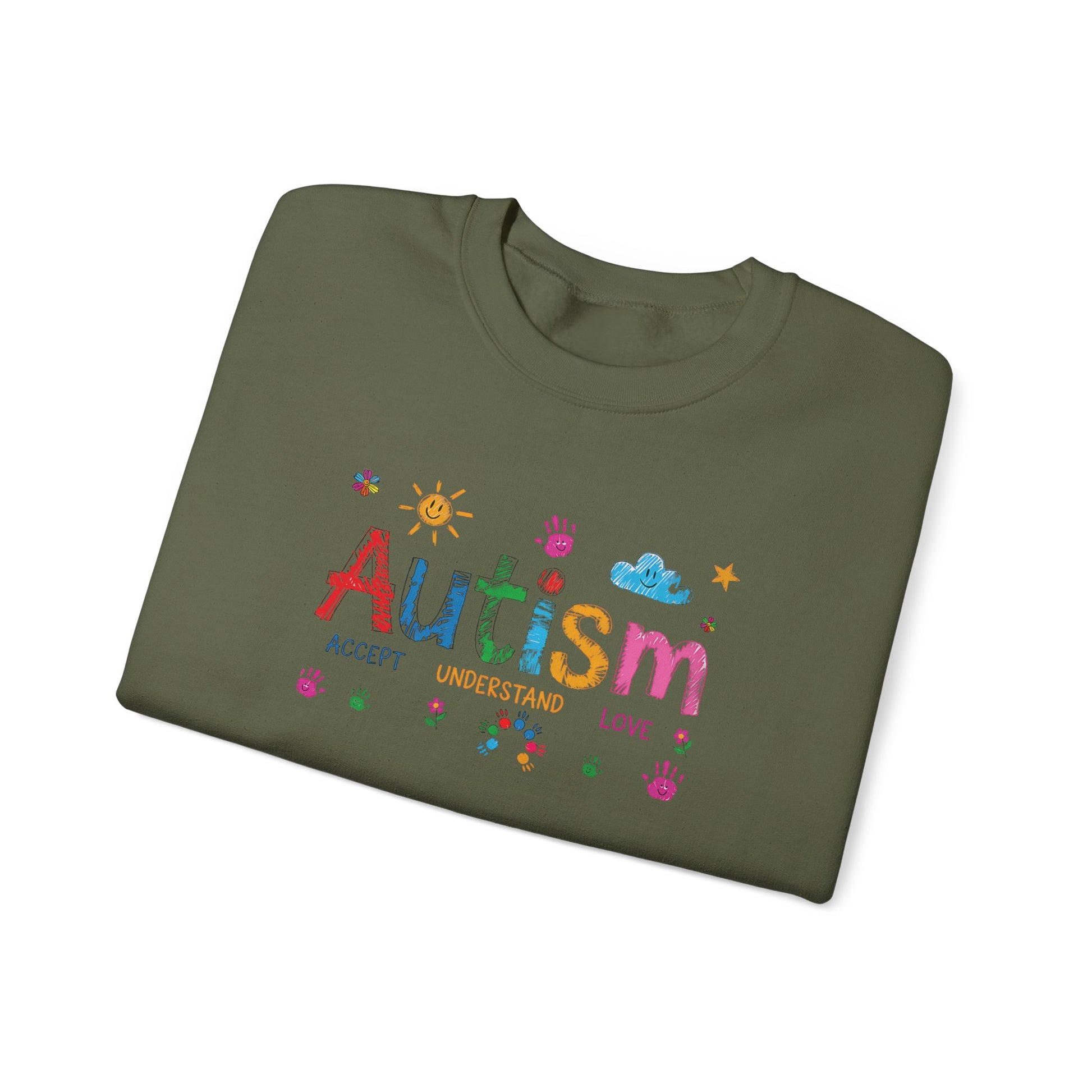 Sweatshirt Accept Understand Love Autism Sweatshirt with Playful Design