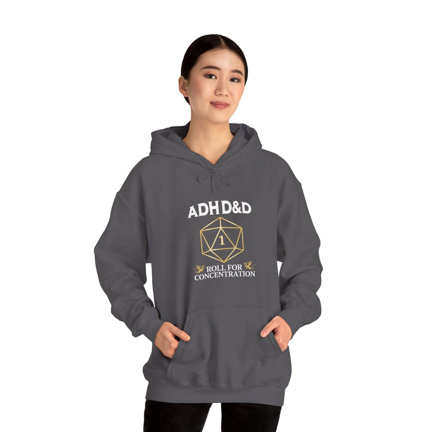 Hoodie ADHD&D Roll for Concentration Hoodie – Funny ADHD Graphic Hoodie