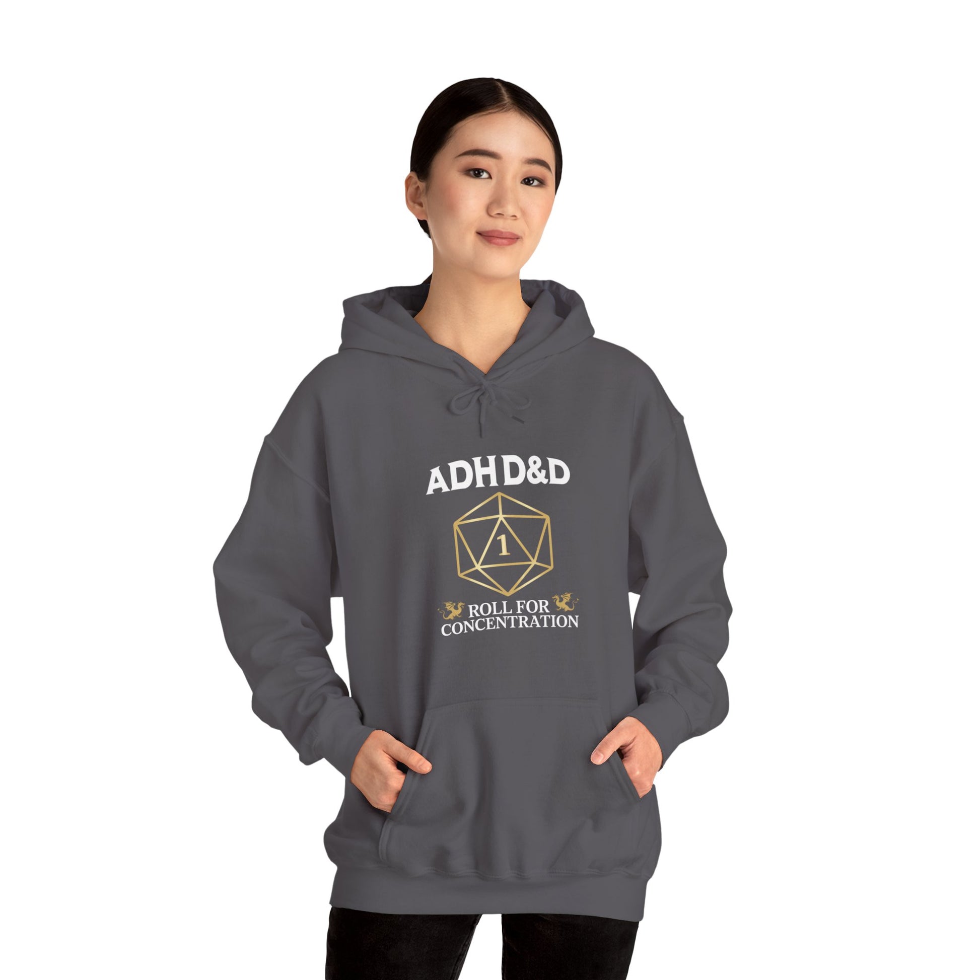 Hoodie ADHD&D Roll for Concentration Hoodie – Funny ADHD Graphic Hoodie