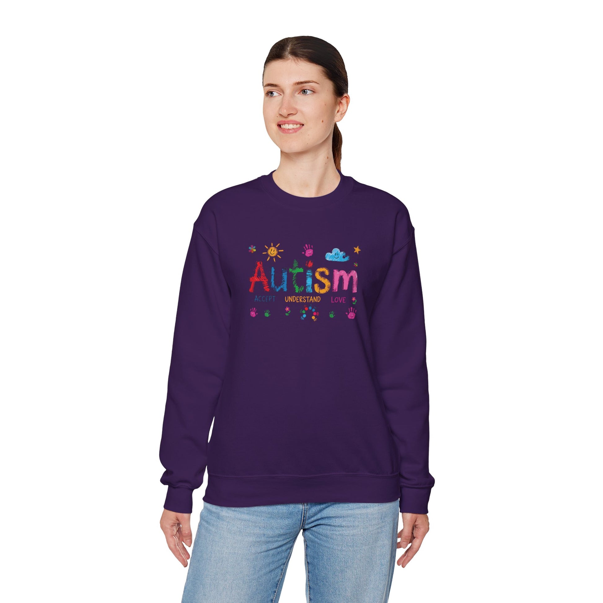 Sweatshirt Accept Understand Love Autism Sweatshirt with Playful Design