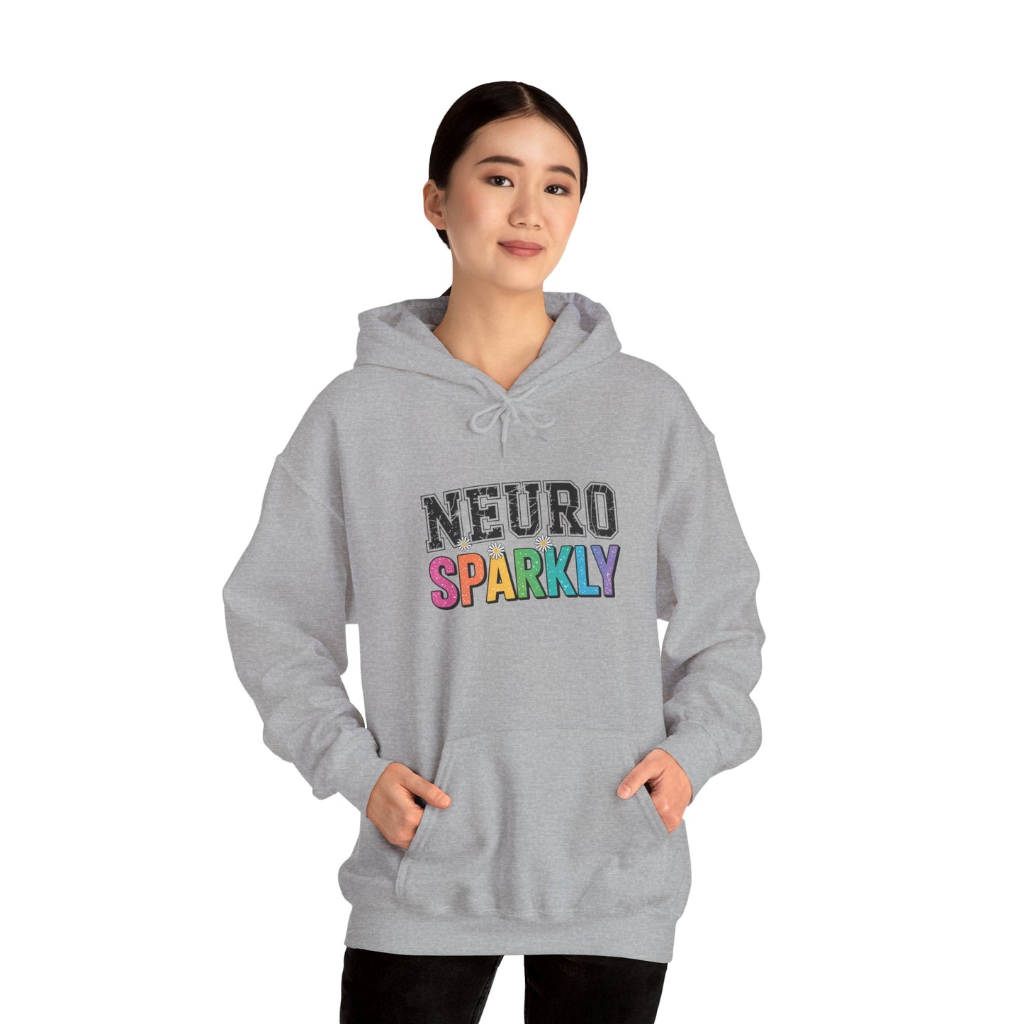 NEURO SPARKLY Autism Hoodie – Bold Varsity Floral Graphic Hoodie