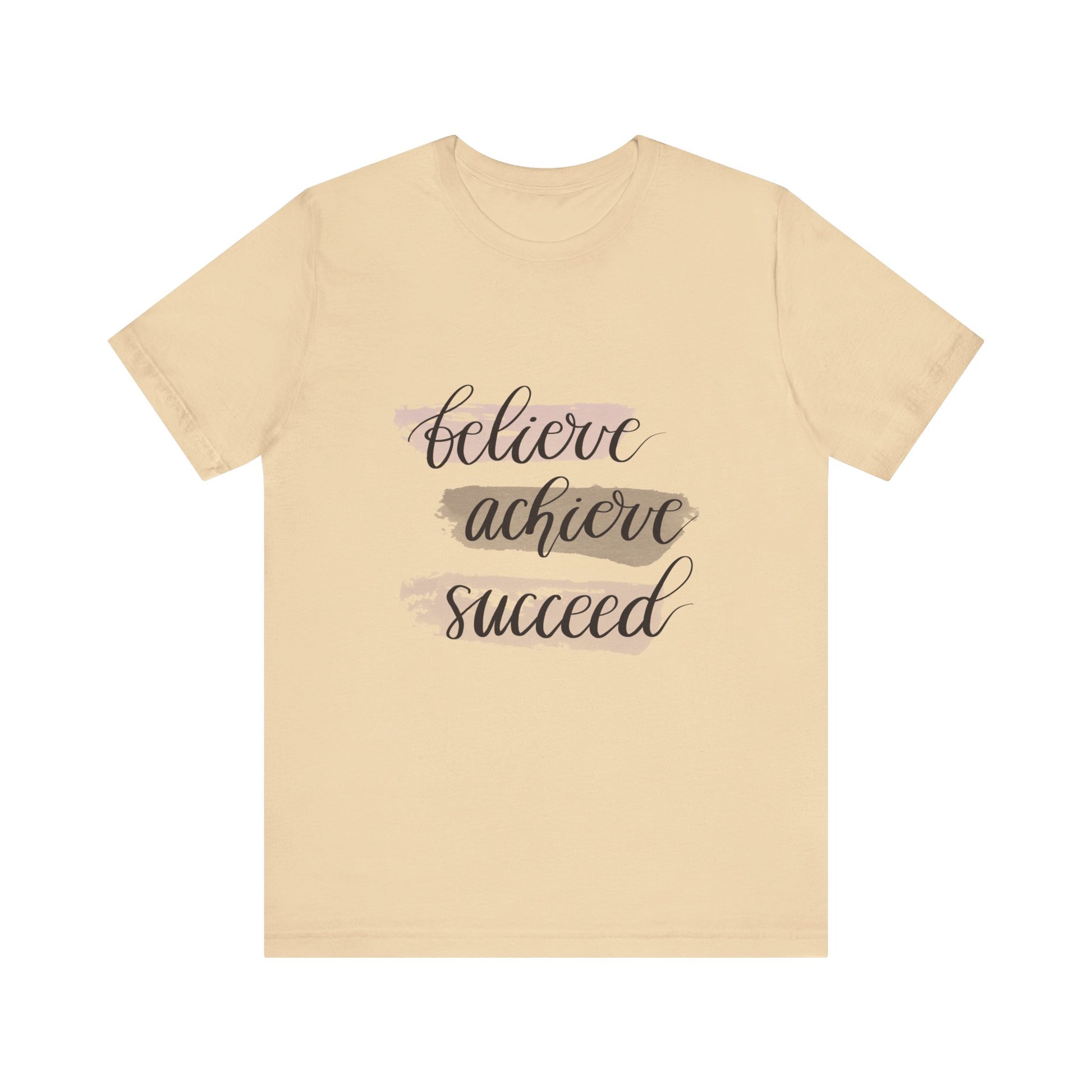 Soft Cream Inspirational T Shirts – Believe Achieve Succeed Tee for Women